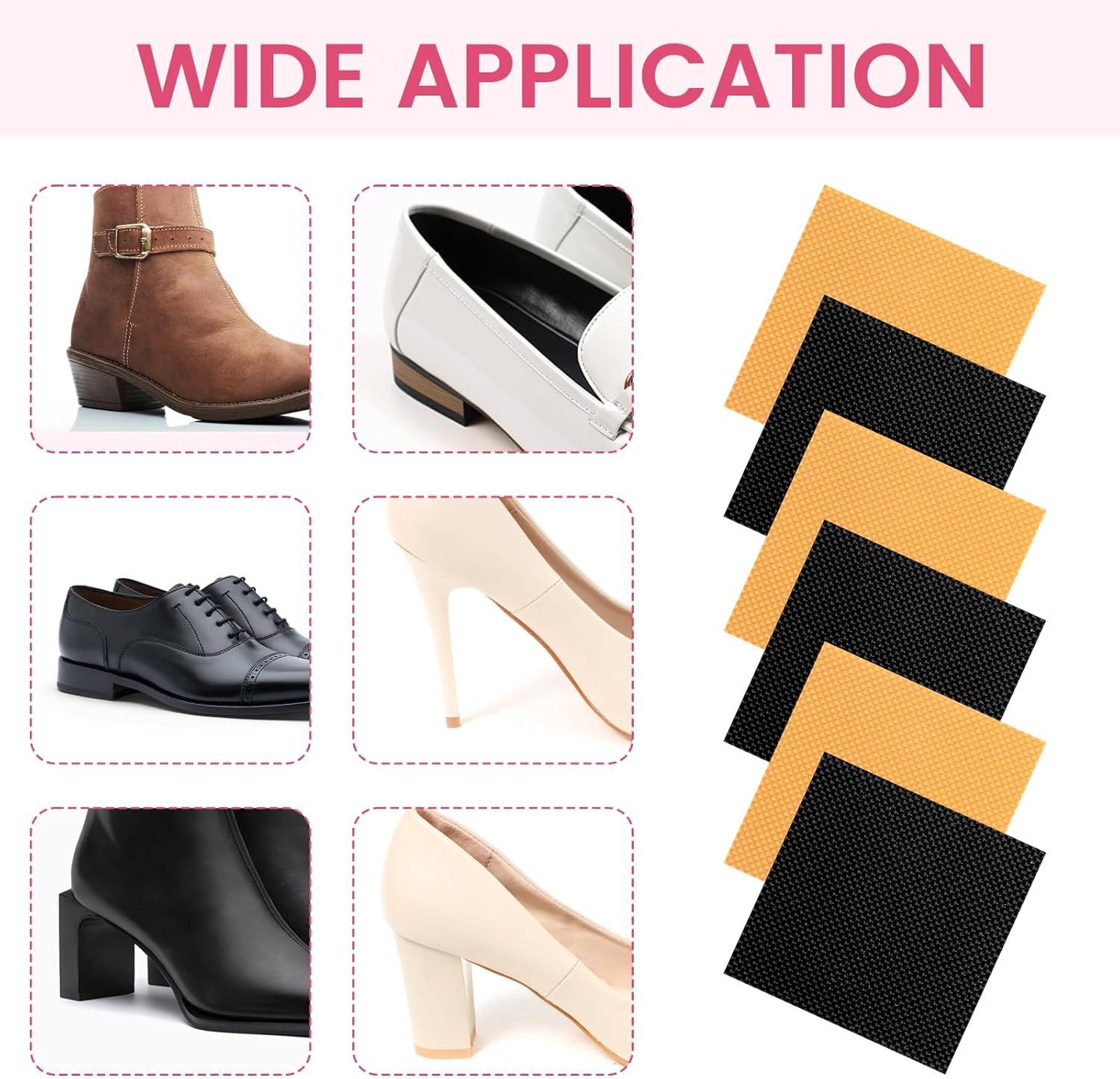 8 Pcs High Heels Patch, Square High Heel Replacement Tips Black Heels Caps, Boot Replacement Shoe Repair Patch for Tread Pad Non Slip Heel Protectors image number 6