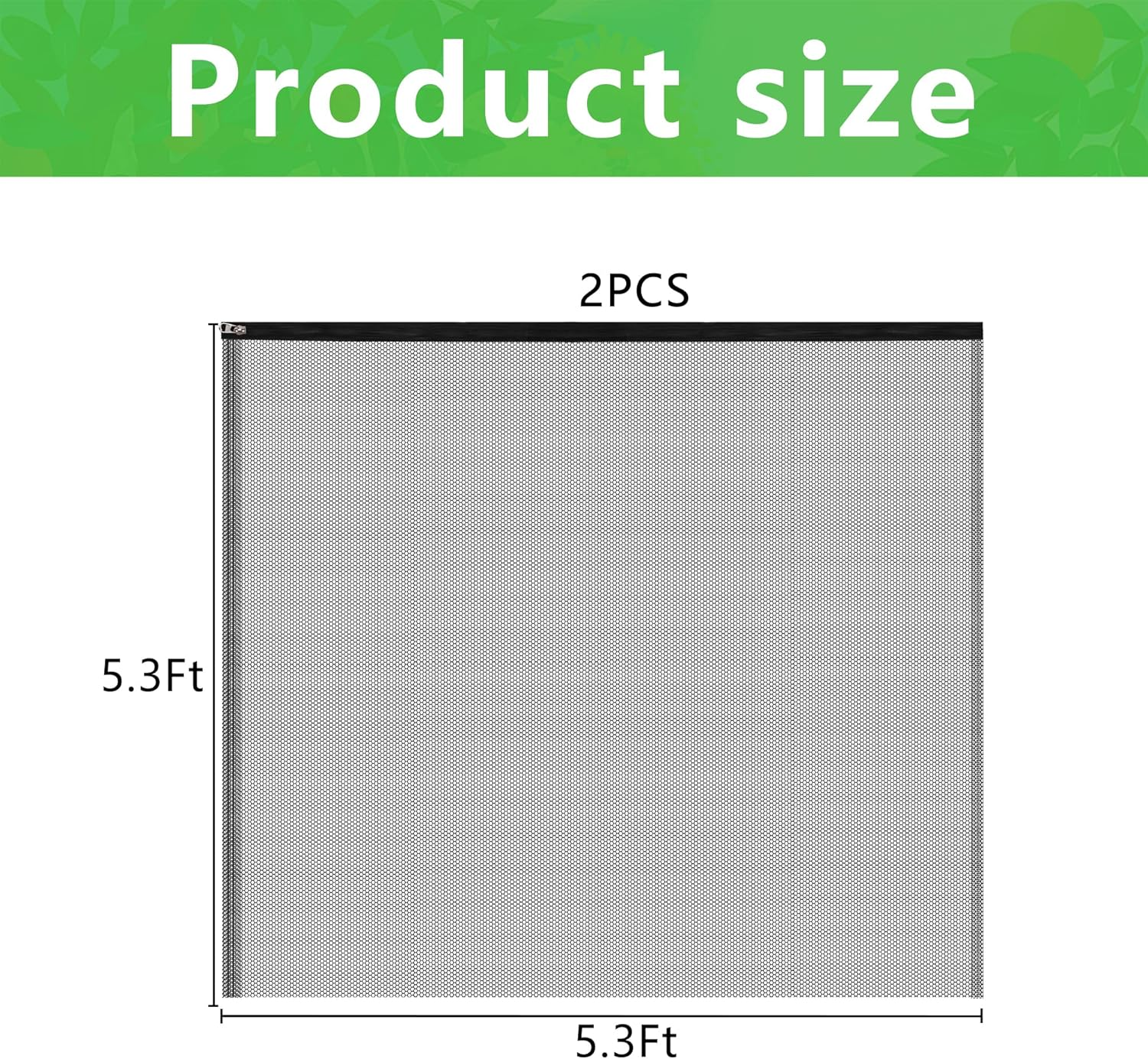 2 Pcs Black Large Fruit Tree Netting with Zipper and Drawstring, 5.3 X 5.3 Ft Breathable Mesh Garden Bird Netting Plant Cover, Insect Bird Barrier Net Mesh for Protect Plants from Squirrel Bugs image number 2