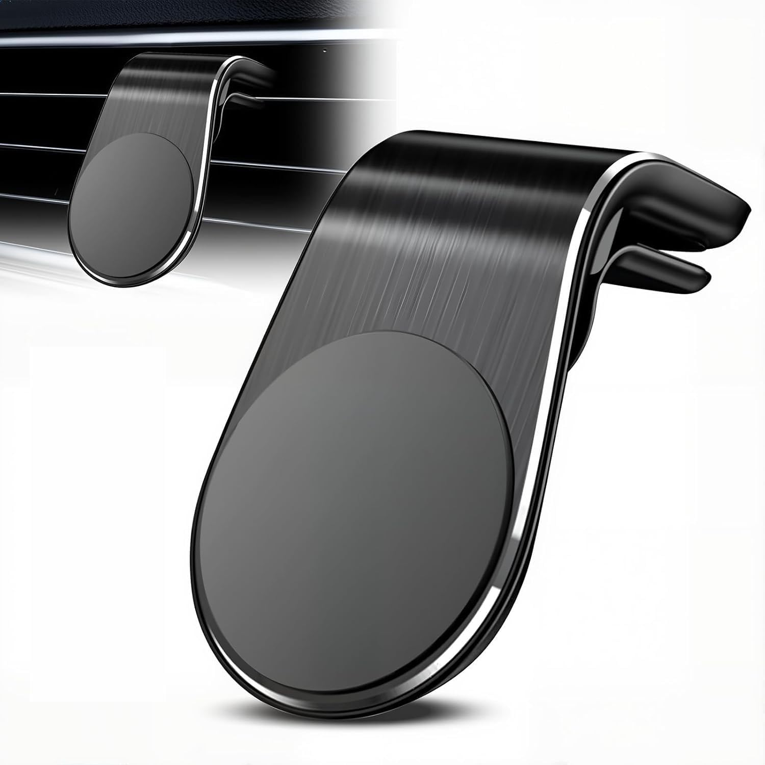 Magnetic Phone Holder, Mobile Phone Navigation Magnetic Bracket, Magnetic Car Mount, Non Slip Vent Clip L-Shaped 360&deg; Rotating Car Universal Phone Holder (Black) image number 3