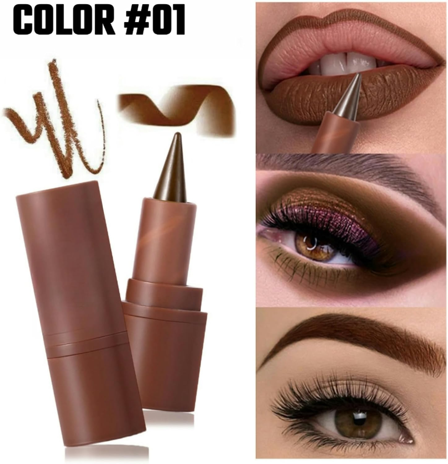 Matte Velvet Lip Liner &ndash; 2-In-1 Lip Liner & Lipstick for Defining & Filling Lips, Long-Lasting Smooth Lip Crayon, High Pigment, 3G(Color#01) image number 3