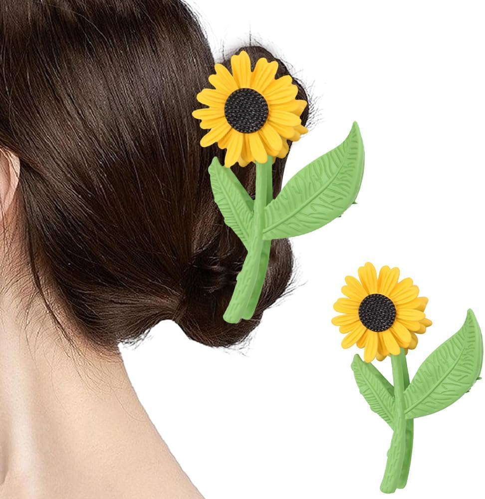 Namvo 1 Piece Sunflower Hair Clip for Women Large Non-Slip Strong Metal Hair Clip Hair Clip Hair Accessories for Medium Thick Hair image number 3