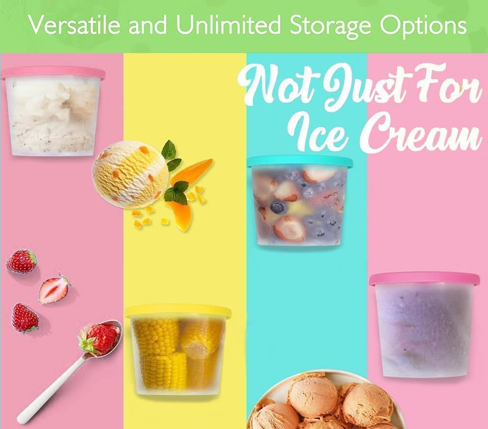 4 PACK Containers Replacement for Ninja Creami Pints and Lids, 16Oz Cup Compatible with NC301 NC300 NC299AMZ Series Ice Cream Maker, BPA Free Dishwasher Safe Leak Proof image number 1