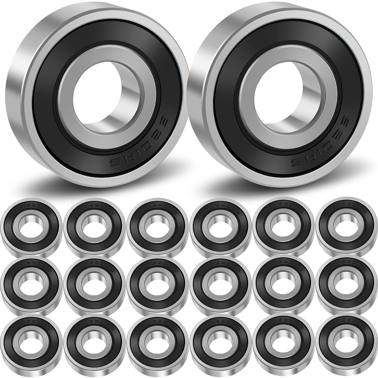 20Pcs Deep Groove Ball Bearing Set 6201-2RS 6202-2RS Bearing Steel Double Rubber Seal Bearing Low Noise Bearings Kit 12&times;32&times;10Mm 15&times;35&times;11Mm for Household Appliances Gears(6202-2Rs,Silver Black) image number 3
