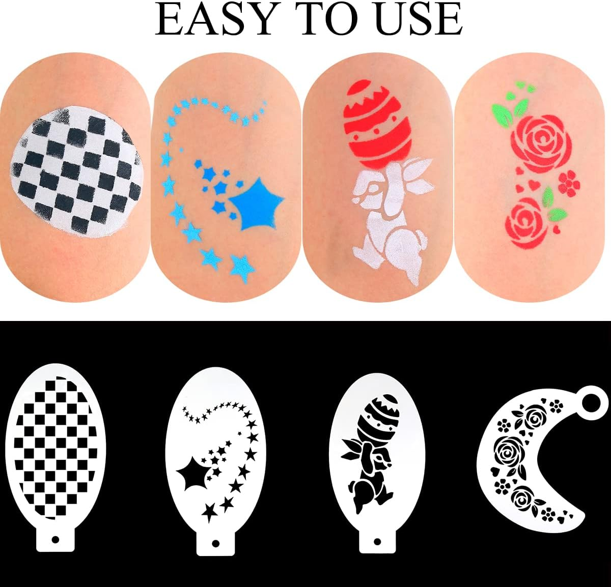 Bowitzki 5Pcs Reusable Face Paint Stencils for Body Art Painting Halloween Party Makeup Temporary Tattoos Stencils (Animal) - Animal-2 image number 4