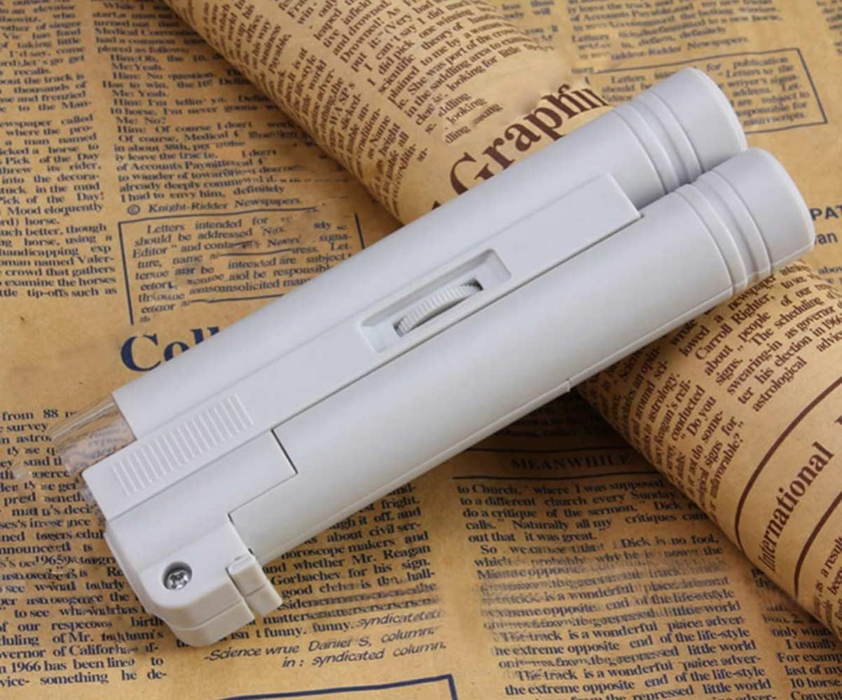 Meichoon Handheld 100X Magnifier High Magnification Loupe Zoom Dual Tube Led Light Portable Microscope for Jewelrylaboratory Work Hobbyists Collectors UC55, White image number 2