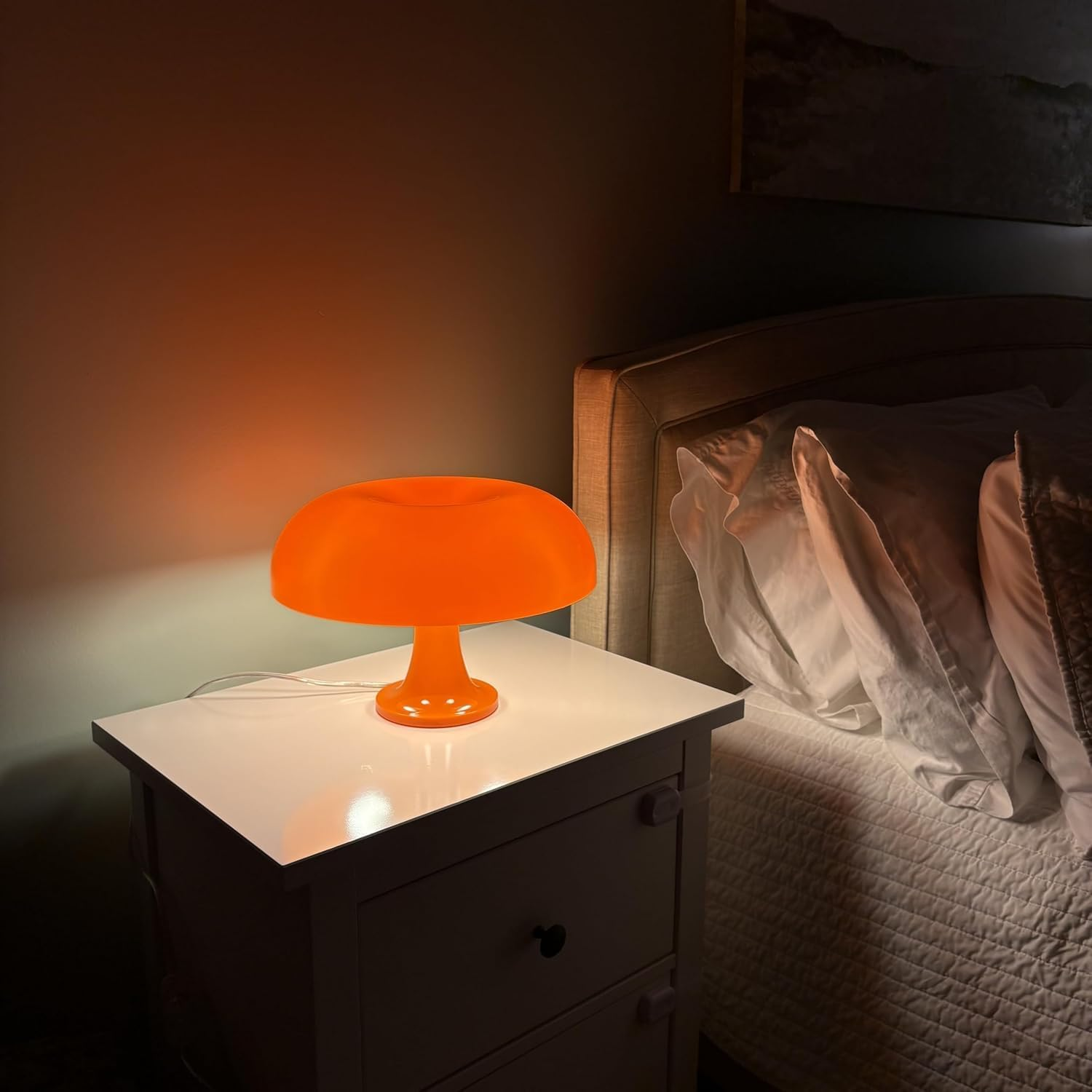 Orange Mushroom Lamp, Vintage Table Lamps, Mid Century Modern Retro Mushroom Table Lamps, Touch Lamps Bedside Charging Model，Dimmable Retro Lamps for Living Room Home Decor image number 6