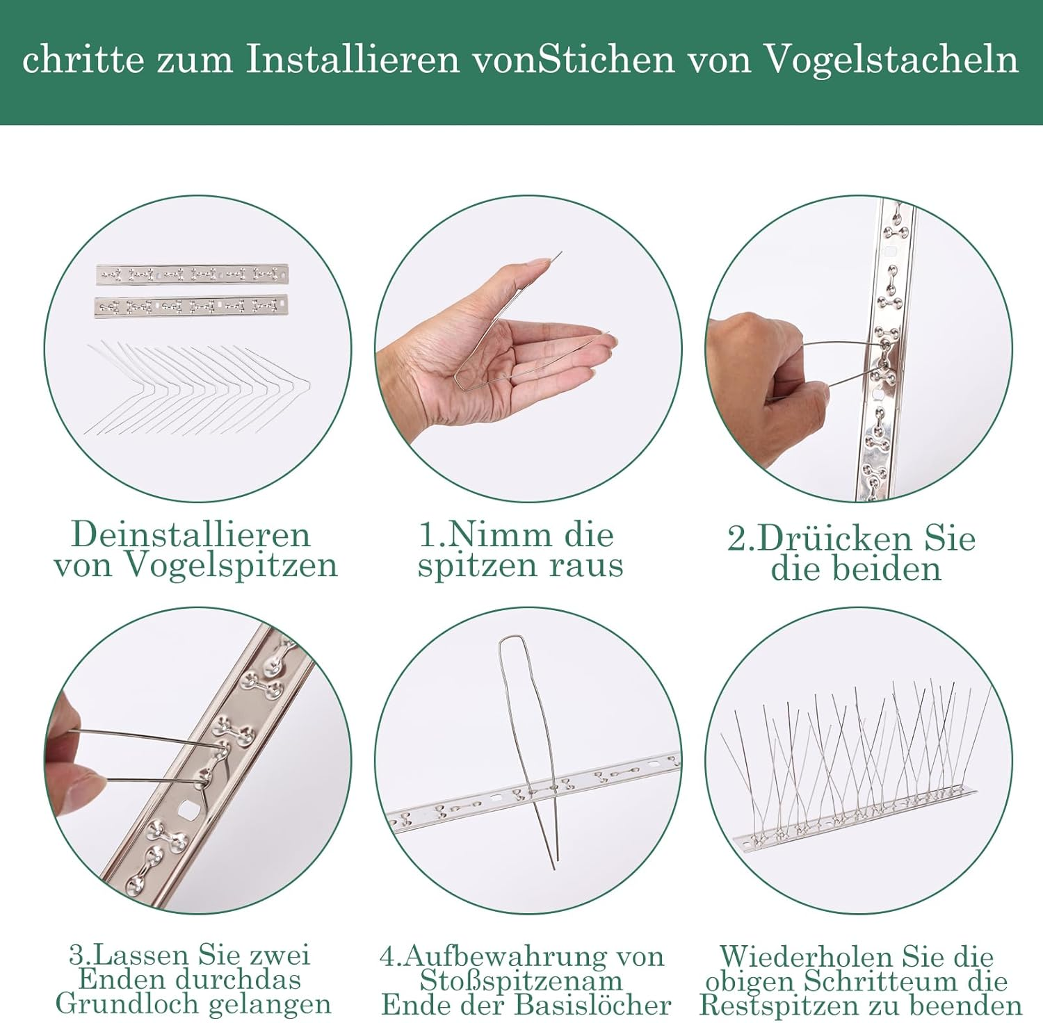 Bird Spikes Pigeon Outdoor Deterrent Spikes (14 Pack-25 * 2.8 * 10Cm)