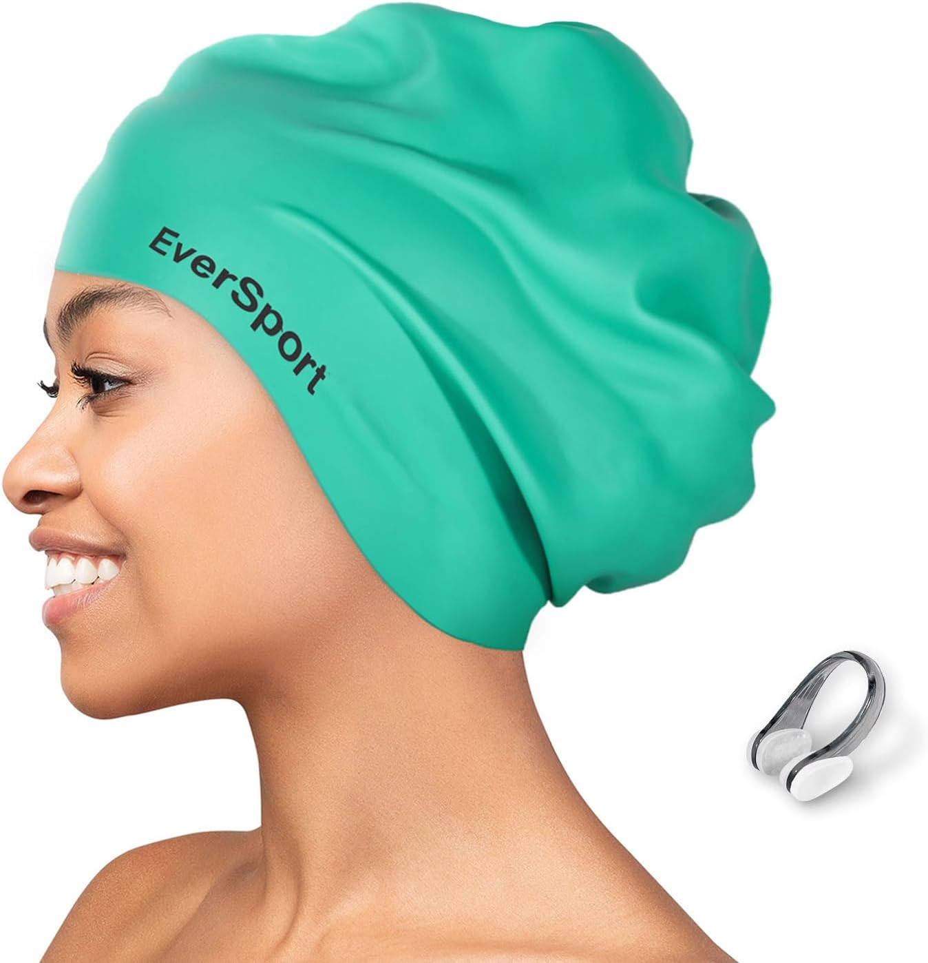 Eversport Large Swim Cap for Braids and Dreadlocks, Waterproof Silicone Swimming Cap for Women Men Keep Hair Dry