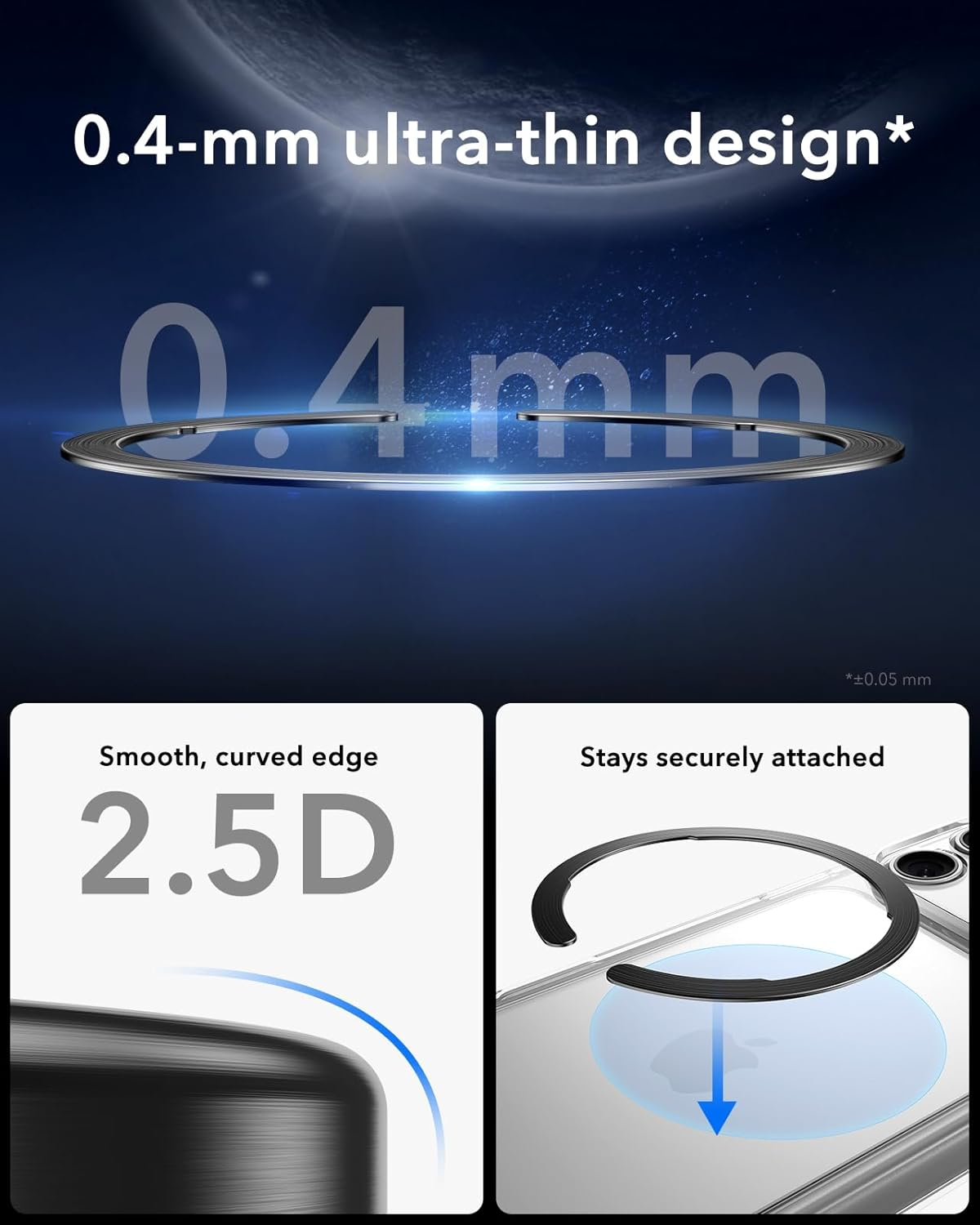 ESR for Magsafe Ring, Ultra-Thin(0.4Mm) for Magsafe Sticker,2 Pack Universal Magnetic Wireless Charger Conversion Kit for Iphone 17/16/16E/15/14/13, Galaxy S24/S23, Mag Safe Accessories,Black & Silver image number 6