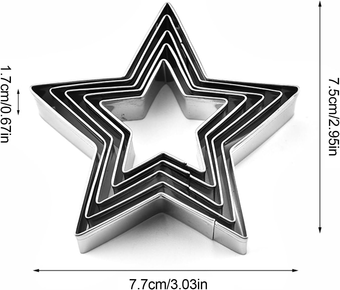 5PCS Star Cookie Cutter Set, Stainless Steel Star Shaped Molds, Five-Pointed Pastry Molds, Fondant Cake Cookie Cutter Set, Home Bakeware Tools for Holiday Party Decorations image number 6