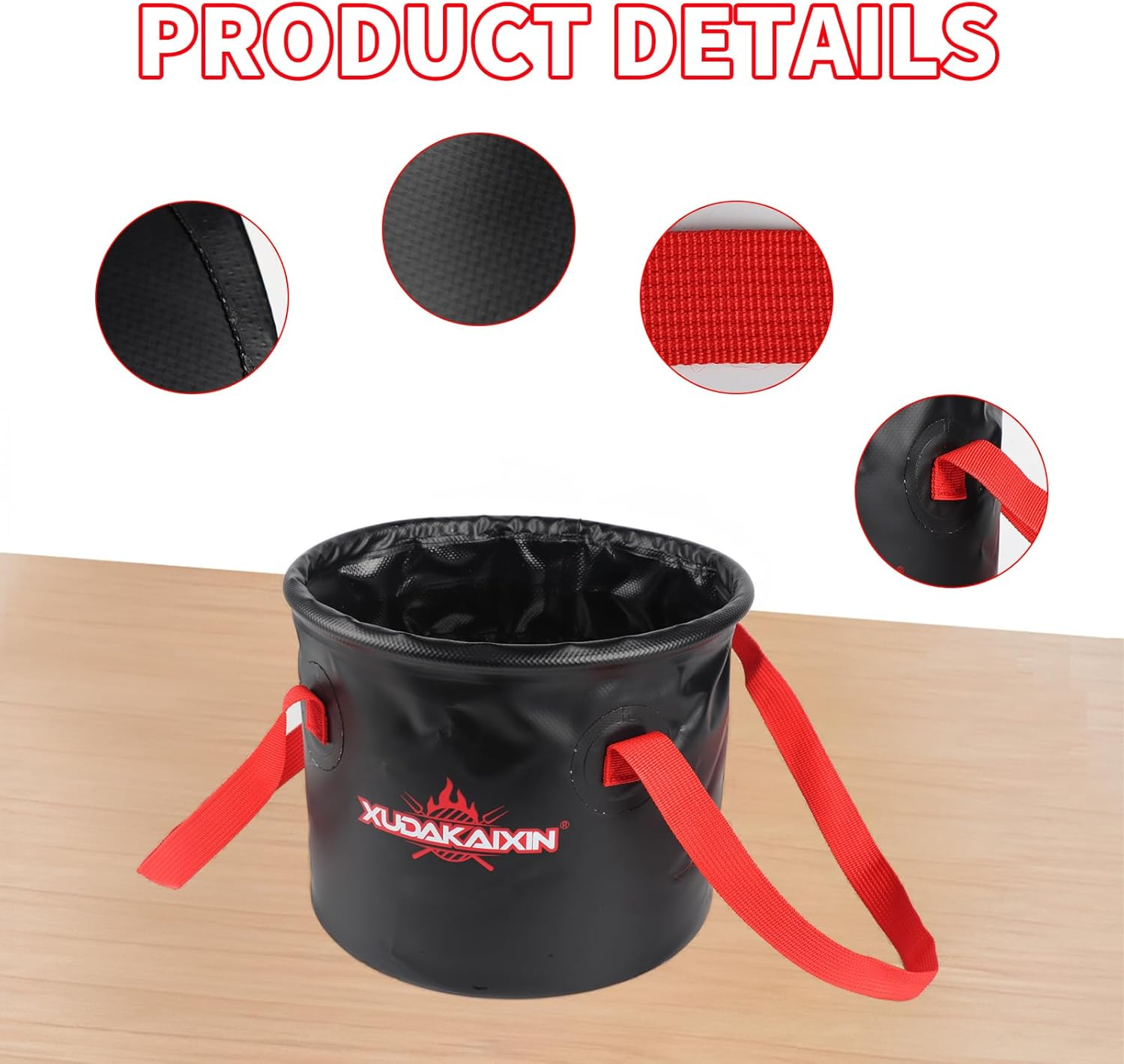 Grill Brush Collapsible Water Bucket for Grill Cleaning, Camping,And Outdoor Activities (Only Water Bucket No Grill Brush) - Red image number 4