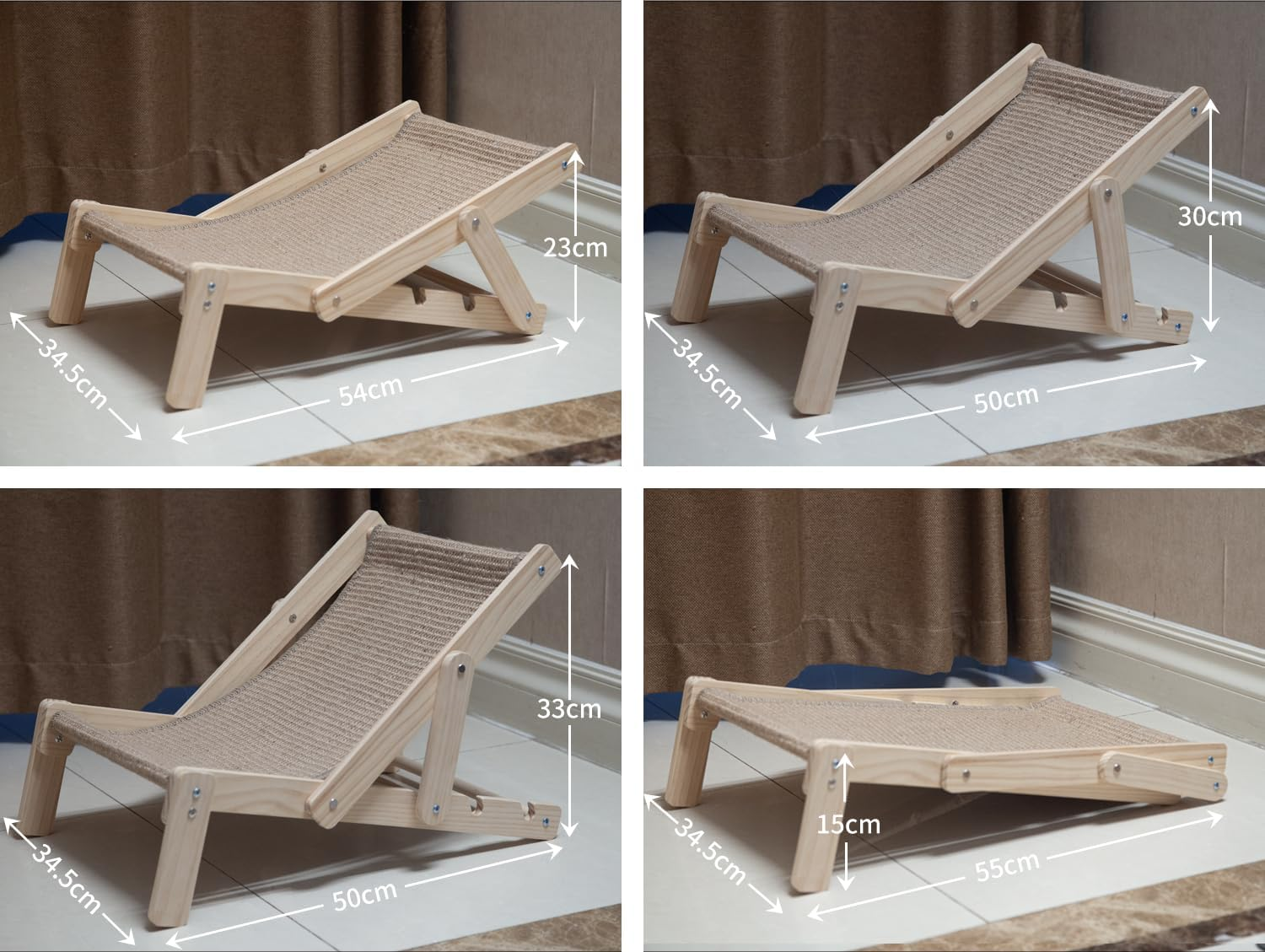 V-Select-In Cat Sisal Chair, Cat Hammock, Adjustable Cat Bed, Foldable Cat Lounger with Sisal Scratcher, Wooden Beach Cat Chair with Durable Scratching Mat, Cat Perch for Small Cats & Kittens. image number 4