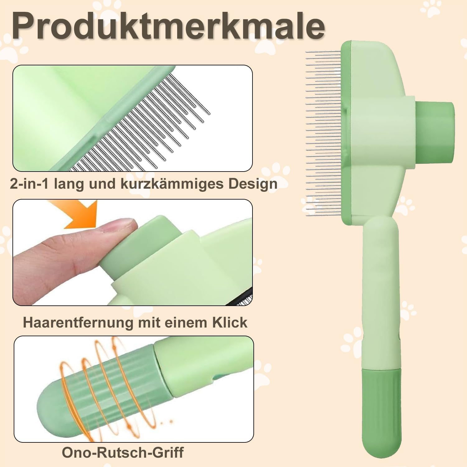 Voarge Pack of 2 Self-Cleaning Flea Comb, Fur Flash Brush Cat, Pet Dog Brush, Hair Remover, Pet Brush, Long Hair and Short Hair, Slicker Brush image number 3