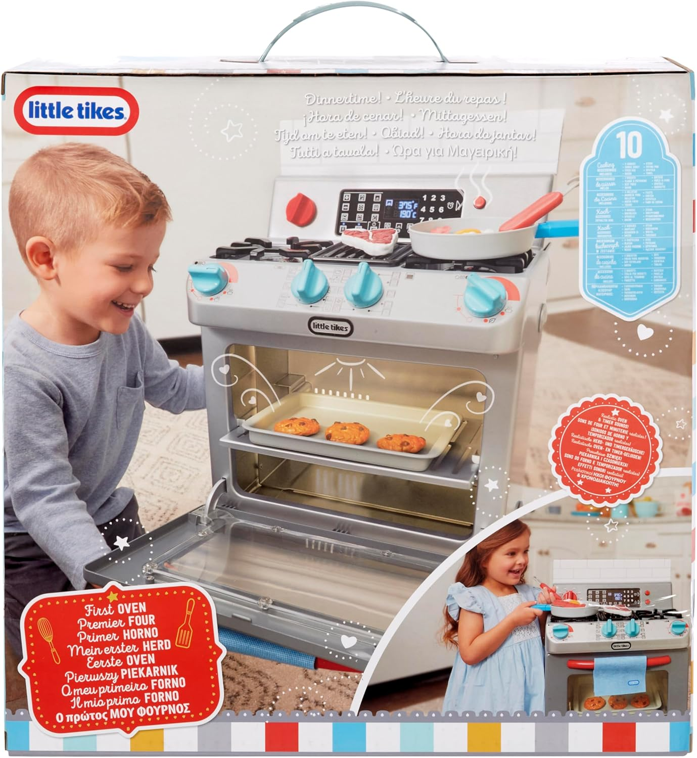 Little Tikes Retro 50S Inspired Oven - Realistic Pretend Play Appliance for Kids - Play Kitchen with 11 Cooking Accessories and Realistic Retro Sounds - for Boys and Girls Ages 2+ image number 1