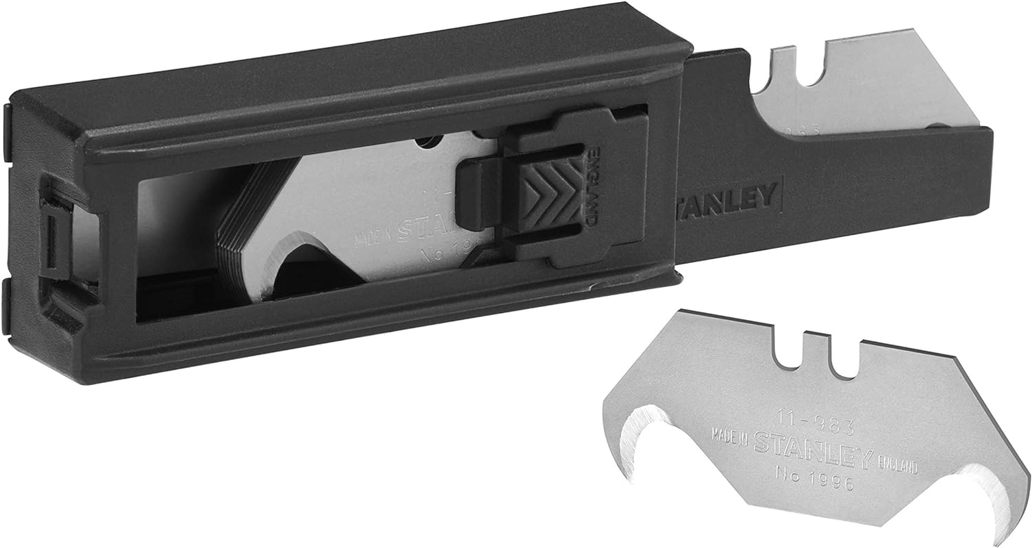 Stanley Hook Blades "1996" 2-11-983 (Without Punching, Especially Suitable for Cutting Packaging, Flooring and Plastic Casing, Pack of 10 in Dispenser) image number 4