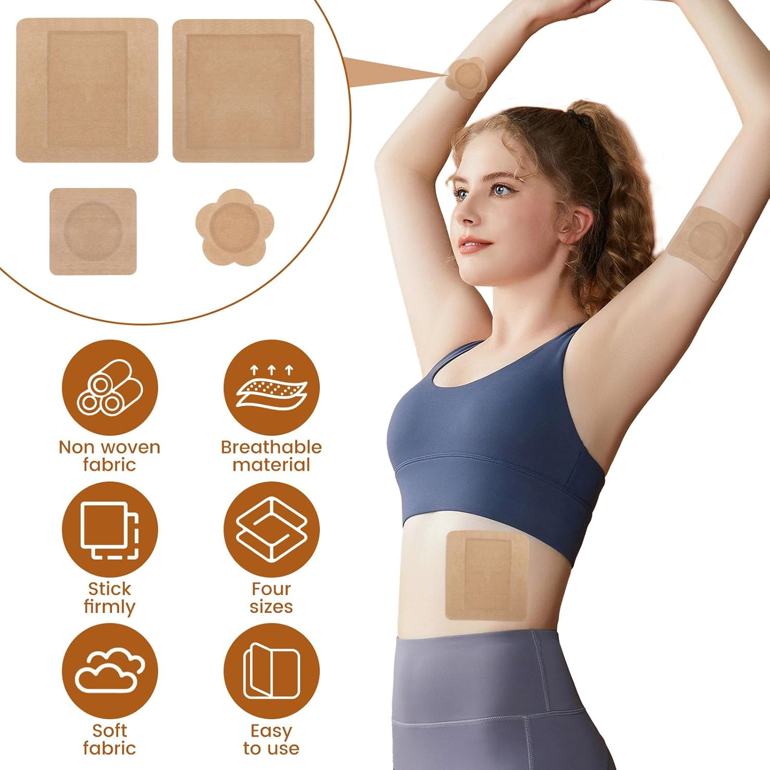 Fwqofvk 40Pcs Essential Oil Wraps, Self Adhesive Castor Oil Wrap Pads with Cotton Inner Layer, Breathable Cold Pressed Oil Wraps, Leak Proof Adhesive Oil Packs for Waist Back Neck Arm Work Sleep image number 1