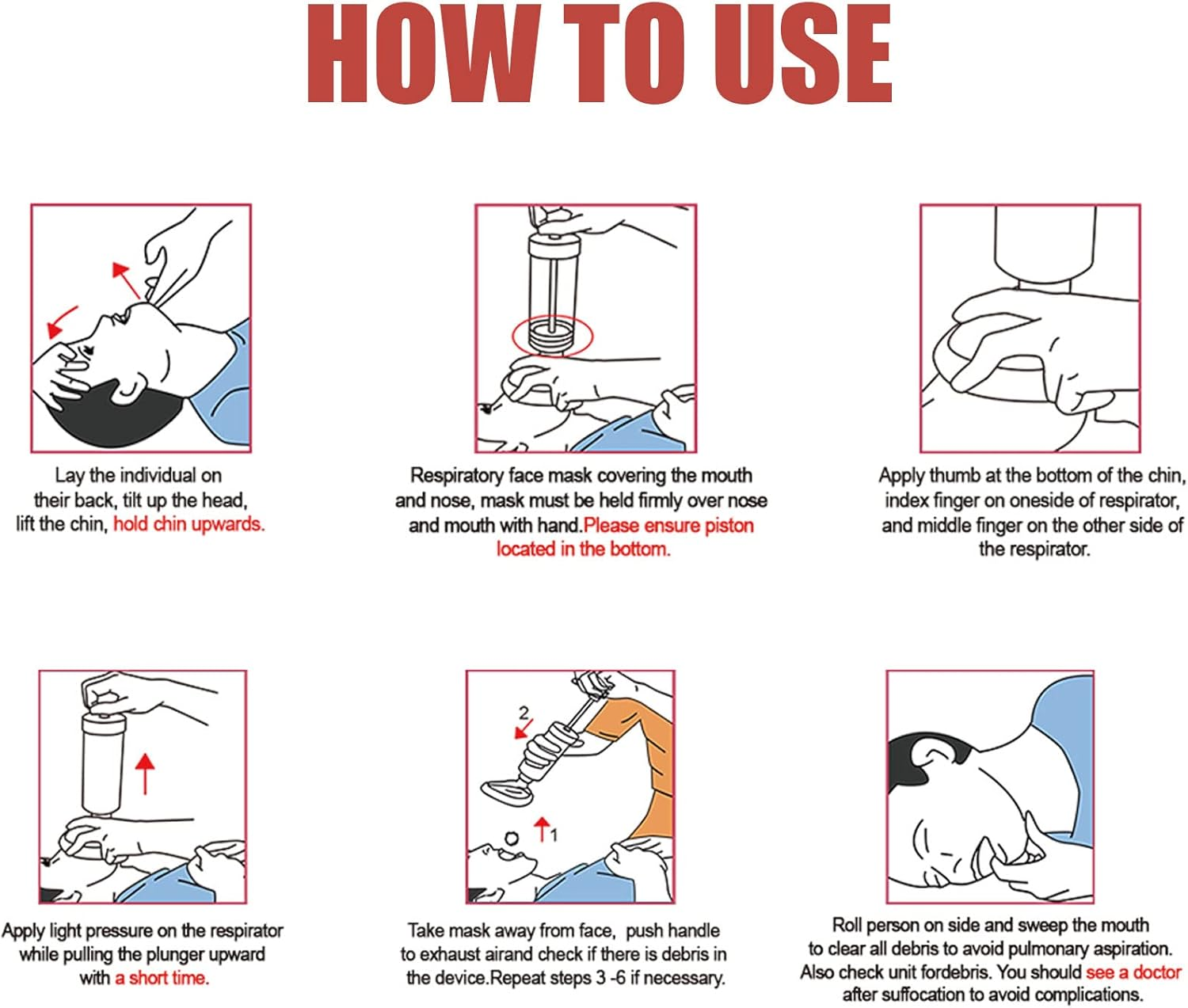 Child & Adult Removal Device for Removing Obstructed Objects, Portable Device for Toddlers and Kids, Safe and Effective Infant First Aid Kit, Easy to Use, Equipped with Two Size Masks image number 2