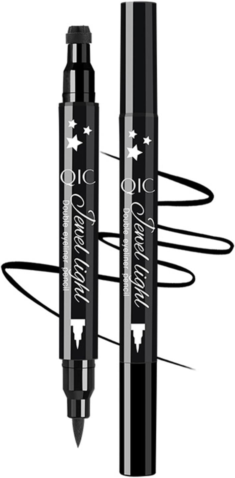 Yizyif 4 in 1 Colorful Eyeliner Stamp Kit Stars Flowers Hearts Moon Waterproof Winged Liquid Eyeliner Makeup for Women Type a One Size