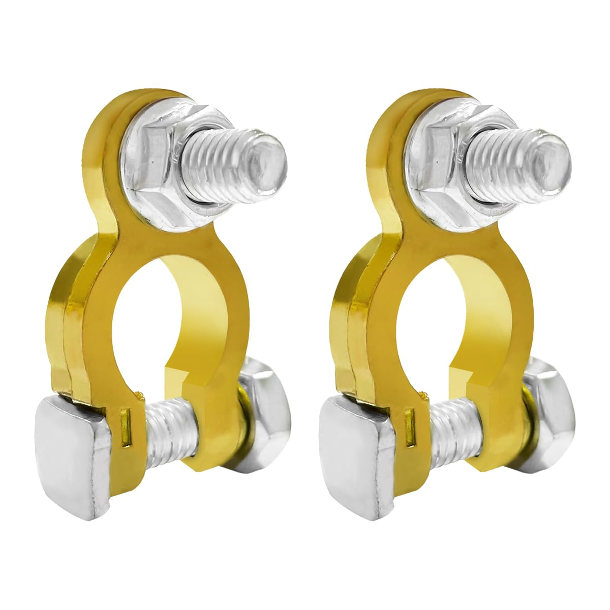 BEZANU Brass Battery Terminals Connectors Clamps, 2 PCS Positive and Negative Battery Clamps for Marine, Car, Boat, Rv, Vehicles (12/24V) image number 1