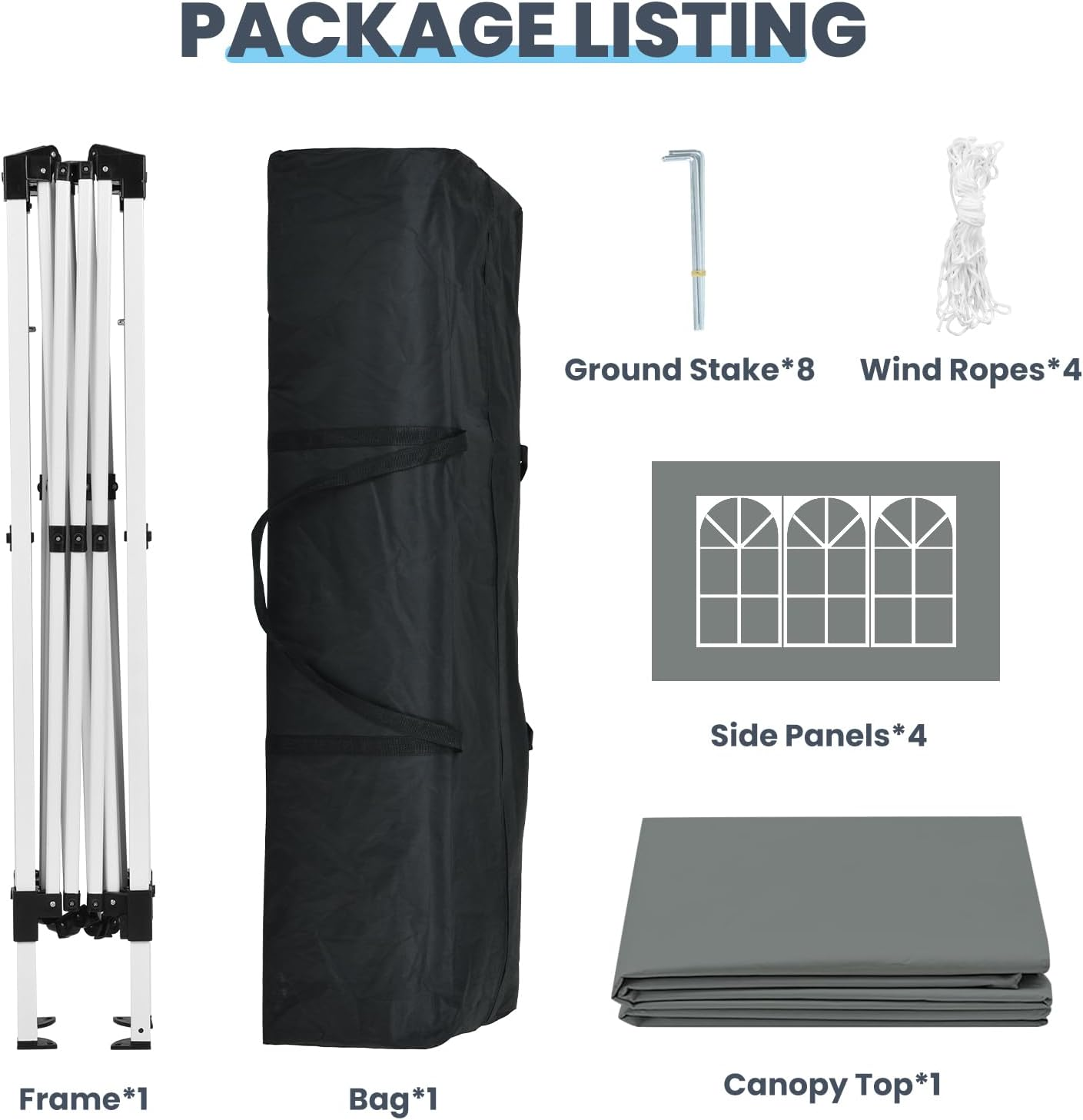 3X3M Gazebo Canopy Tent Marquee Pop up Gazebo Outdoor Wedding Patio Party Tent Folding Sun Shelter with Detachable Sidewalls Grey