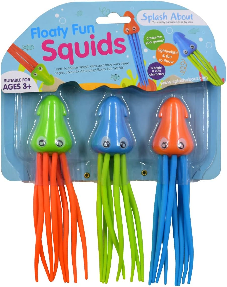 Splash about SAFS Floaty Fun Squid, Pack of 3 Pool Diving Toys, Assorted image number 3