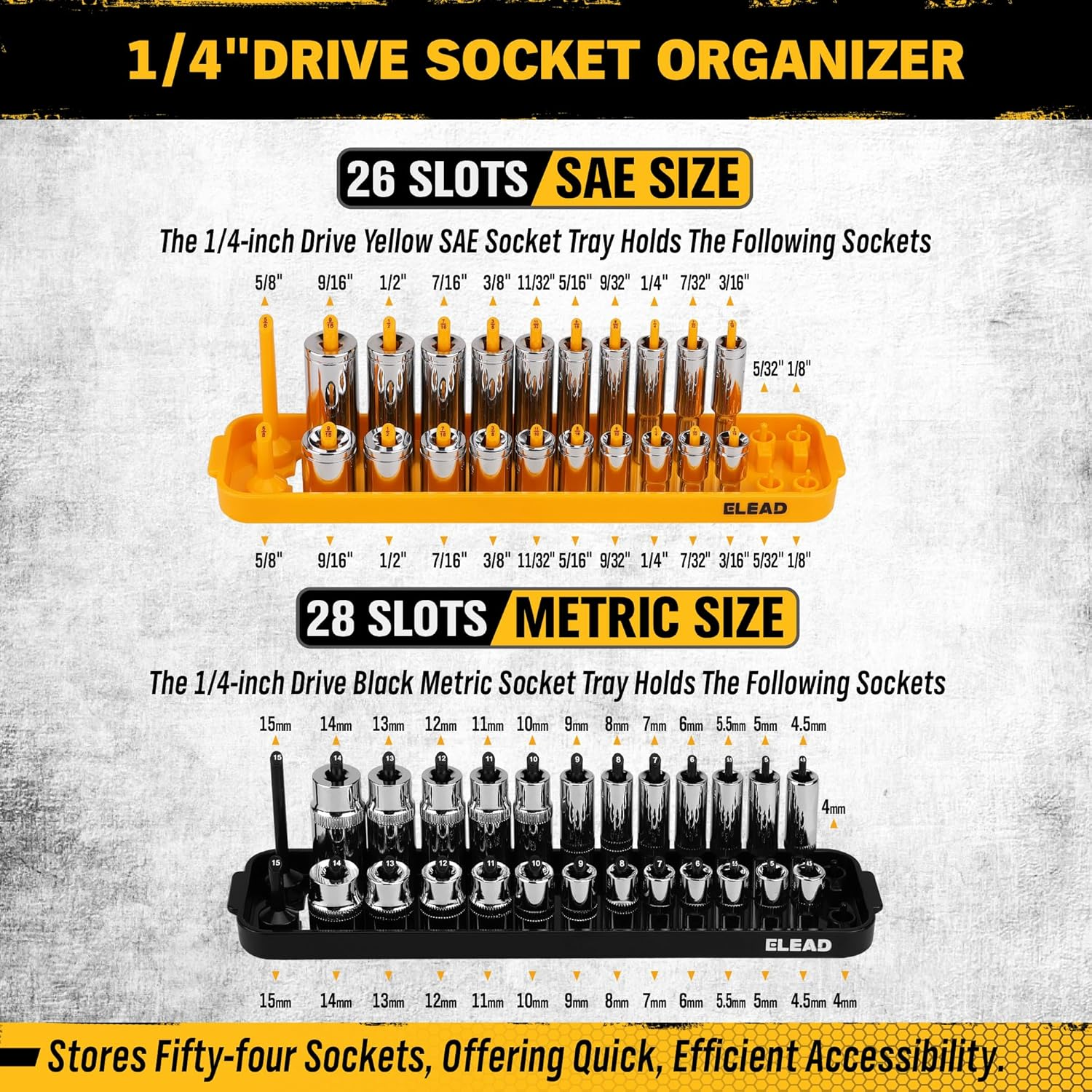 8-Piece Socket Organizer Tray Set | Metric & SAE | Durable ABS Resin | Holds 176 Standard & Deep Sockets | Ideal for Toolboxes Drawers and Mechanics image number 6