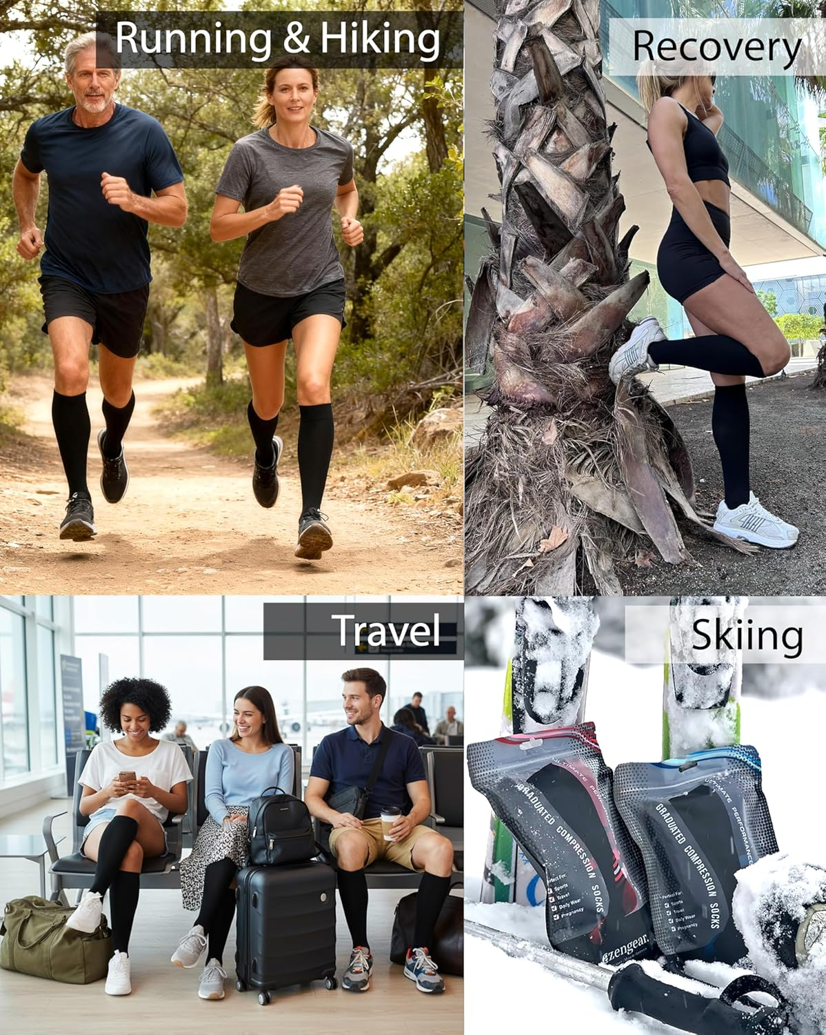 Azengear Compression Socks for Men, Women (20-30 Mmhg) anti DVT Calf Support Stockings, Flight Travel, Swollen Legs, Varicose Veins, Running, Sport, Nurses, Shin Splints, Pregnancy