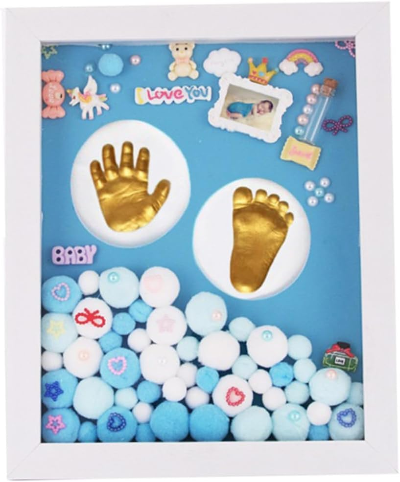 MERRYHAPY 1 Set Newborn Handprint and Footprint Memory Photo Frame Kit Special Milestone Boys Durable Keepsake for Shower and Early Memories for Capturing Precious Moments image number 6