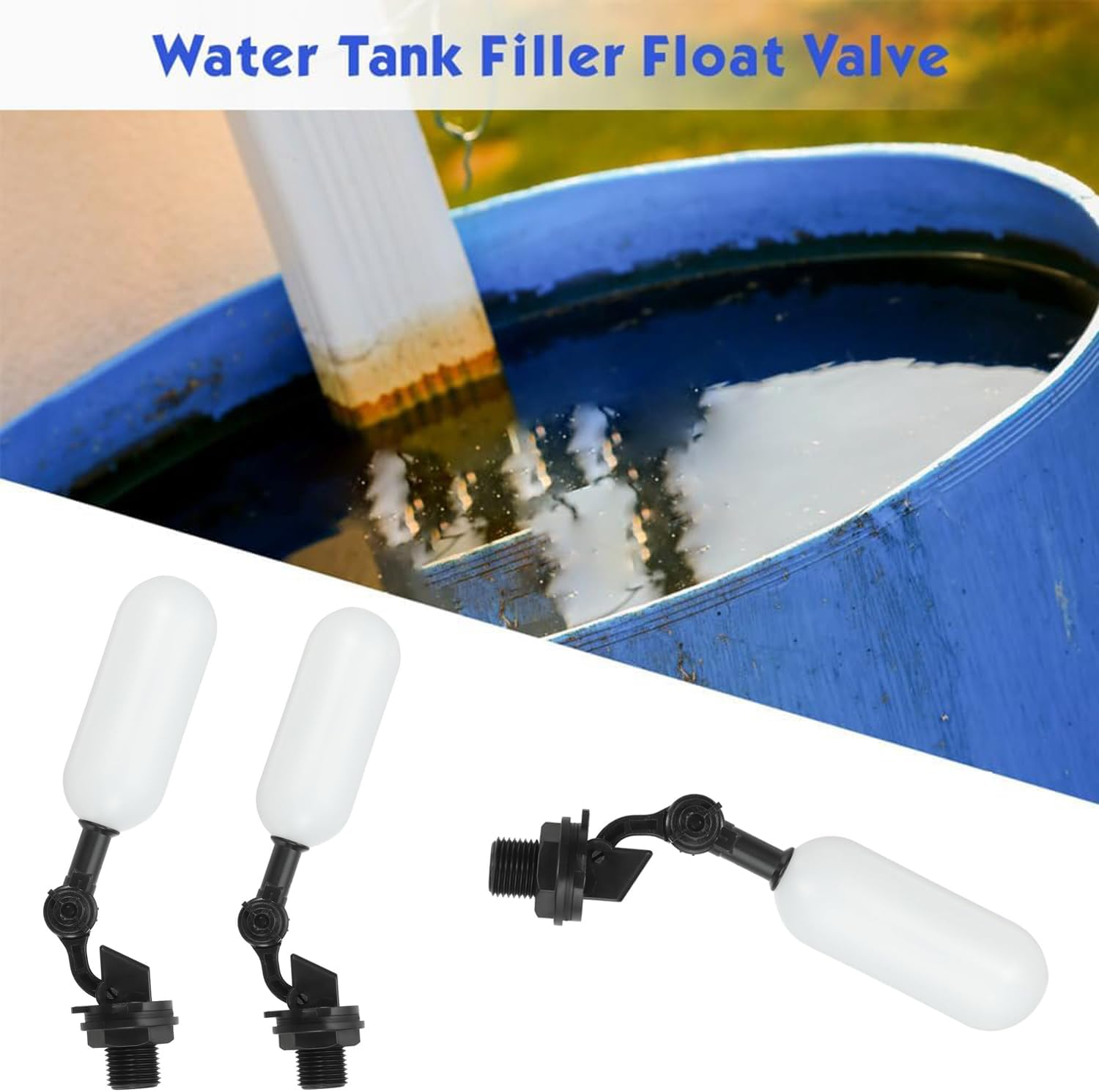 Xinghonyac 3 Pcs Float Valve Set, 1/2-Inch Water Supply Pipe Float Valve with Adjusting Arm Float Ball Valve for Swimming Pool, Aquarium, Automatic Waterer Bowl Tank Trough (Black) image number 3