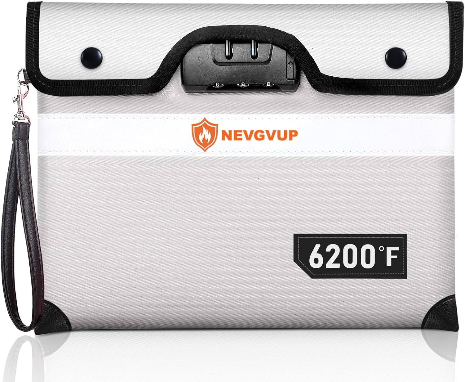 Upgraded 6200&deg;F Fireproof Money Bag with Lock, Fireproof Bag W. Zipper/Reflective Strip, 9 Layers of Heat Insulated Material, Water Resistant Fire Proof Money Bag for Cash, Fire Bag for A5 Documents image number 3