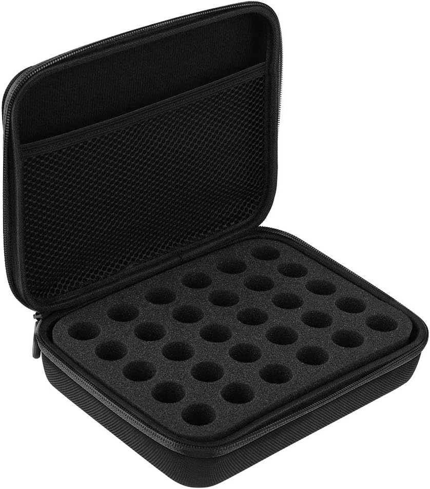 60 Grid 5 Ml Essential Oils Carrying Case, Roller Bottle Organizer, Essential Oils Box Holds, Hard Shell Exterior Storage for Travelling (Black)
