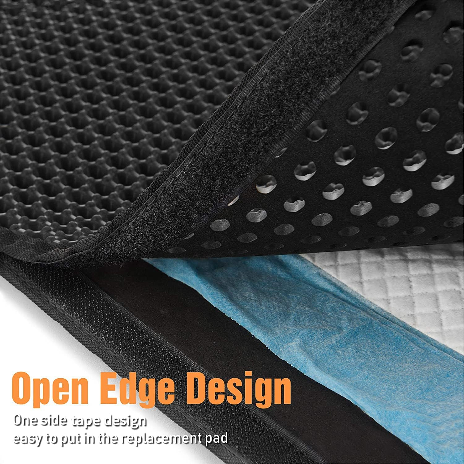 Ycozy Cat Litter Mat Large 75 X 55 Cm Kitty Litter Trapping Mat for Litter Box - Honeycomb Black Hole Design - Waterproof, Urine Proof Trapper - Scatter Control, Easy Clean Rug for Litter Tray image number 4