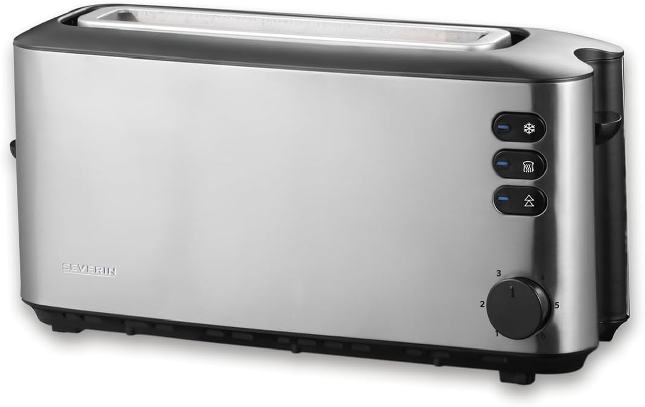 SEVERIN Automatic Long Slot Toaster, 2 Slice, Stainless Steel, Black, 6 Browning Levels, Bun Attachment, Defrost, Warm-Up, 1000W, at 2515 image number 2