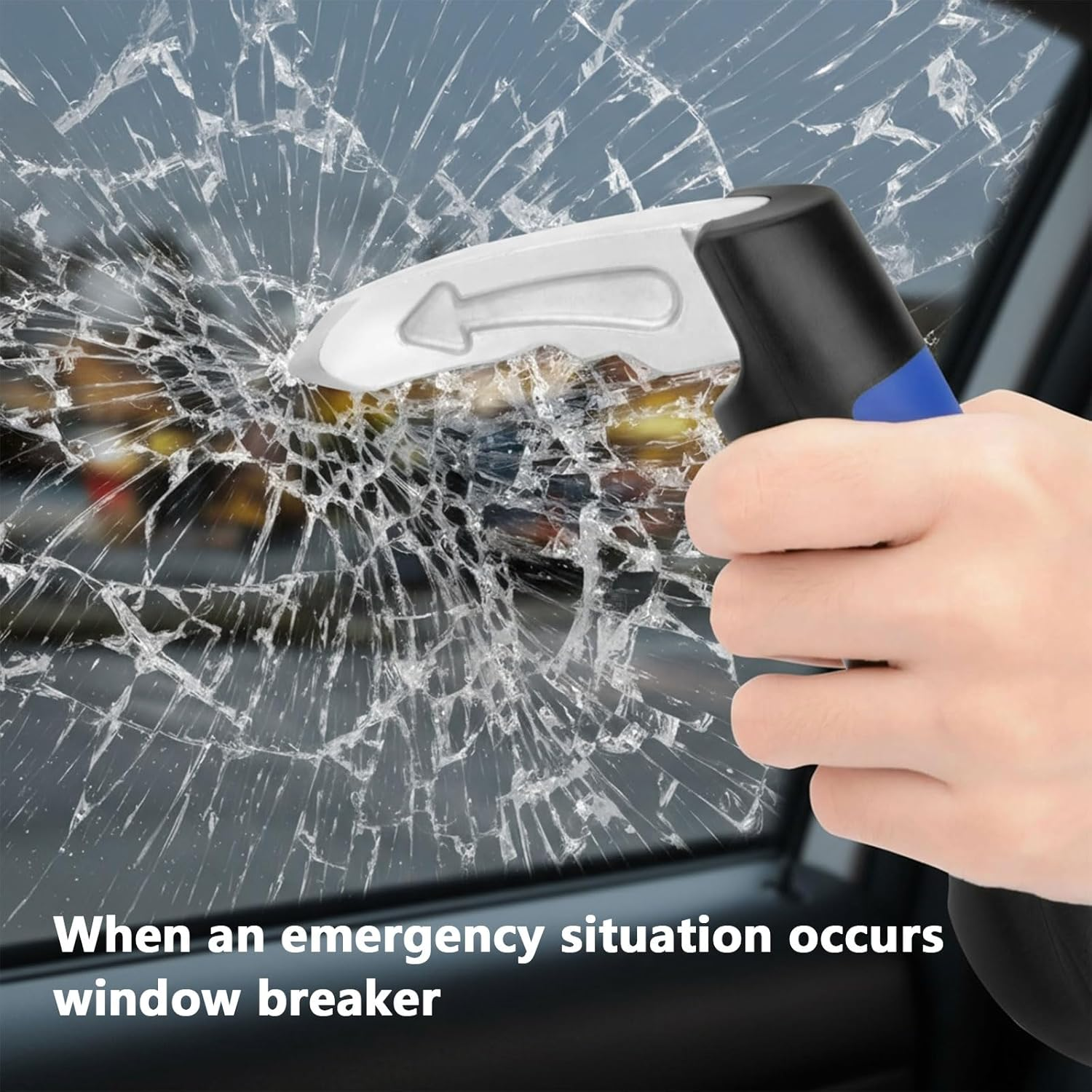 Car Door Assist Handle for Elderly, 2-Pack Vehicle Support Handles with Emergency Window Breaker, 350 Lbs (159 Kg) Capacity for All U-Shaped Door Latch Cars, Portable Blue by Ruibex image number 1