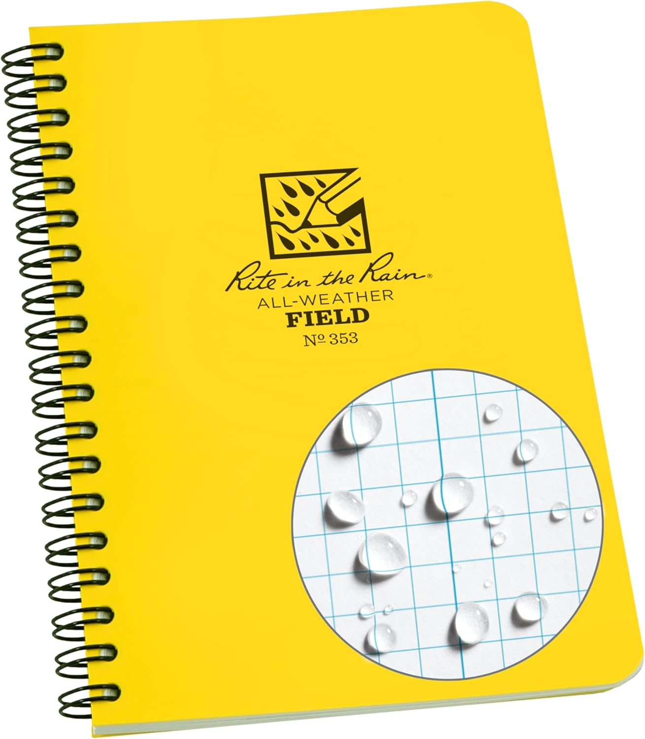 Rite in the Rain Weatherproof Side Spiral Notebook, 4.625" X 7", Yellow Cover, Field Pattern (No. 353) image number 6