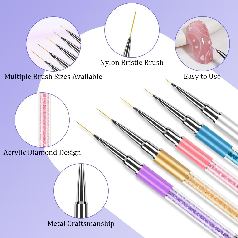 AYBUY Nail Art Pen, 5 Colours Nail Polish Pen Set, Nail Art Pen, DIY Line Nail Art, Graffiti, Art Beauty Decorating, Manicure Tools for Halloween, Christmas, Carnival image number 6