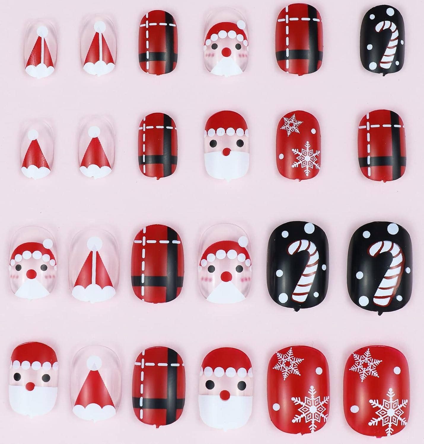 48 Pcs Kids False Nails Press on Nails Short Full Cover Christmas Snowflakes False Nails Children Little Girls Nail Tips Gift Decoration image number 6