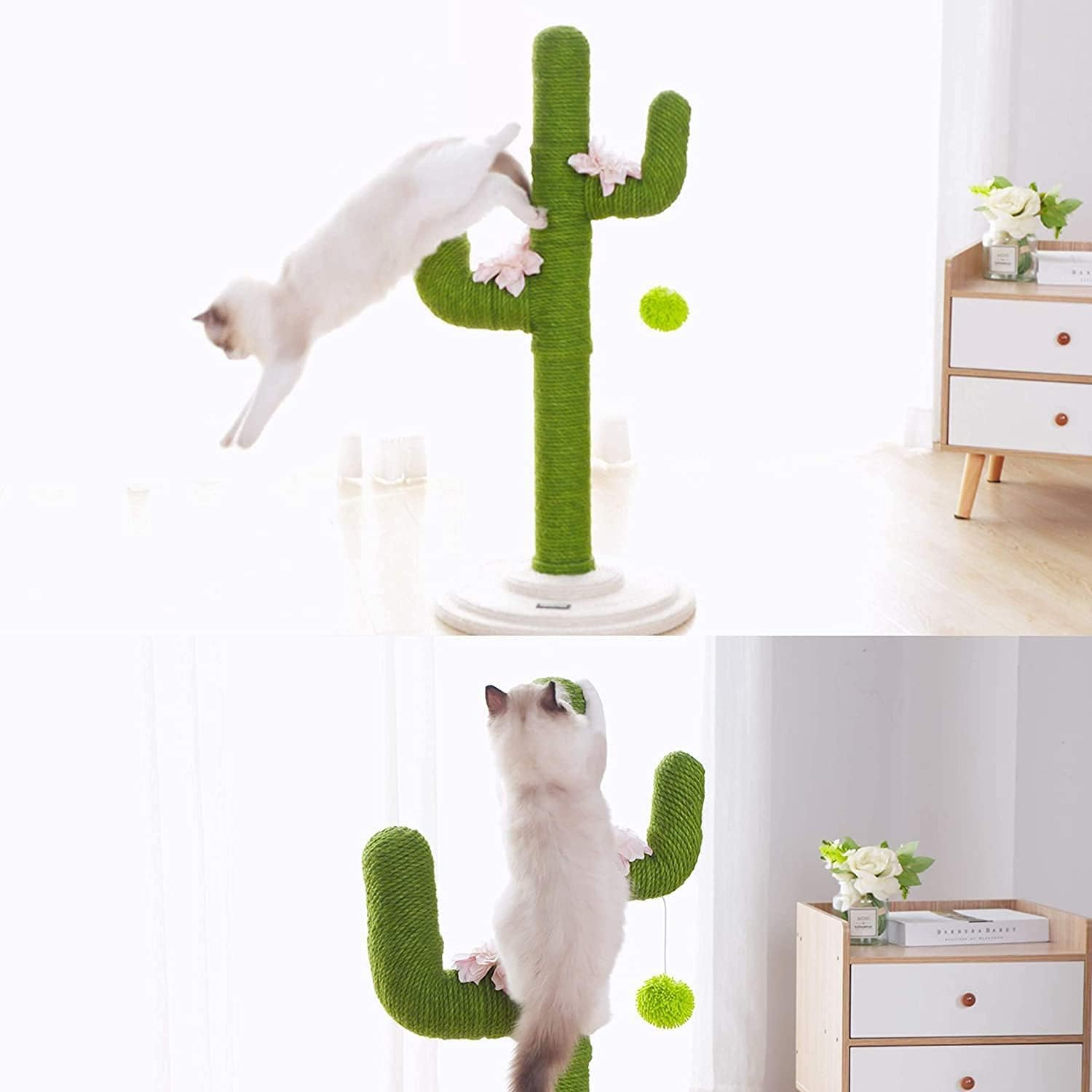 Multifunctional Tree Cat Climbing Frame Sisal Cat Tower Jumping Platform Rattan Mat Cat Scratching Board Cat Condo image number 3