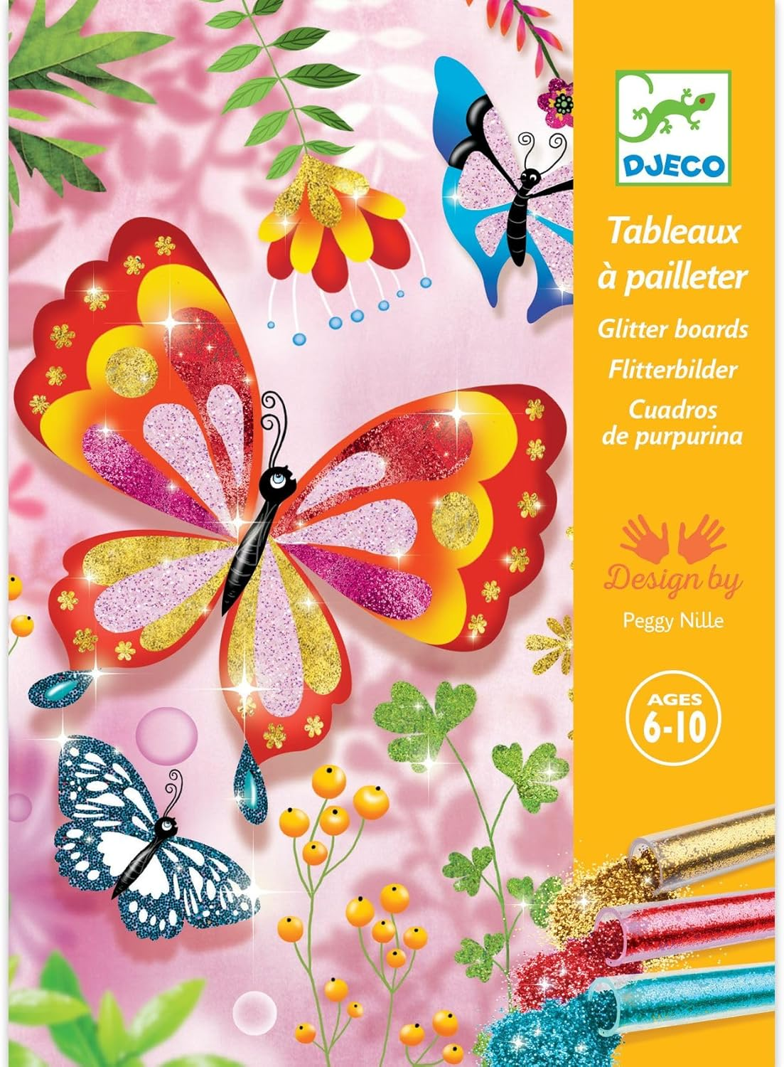 Djeco DJ09503 Butterflies Glitter Boards Craft Kit image number 3