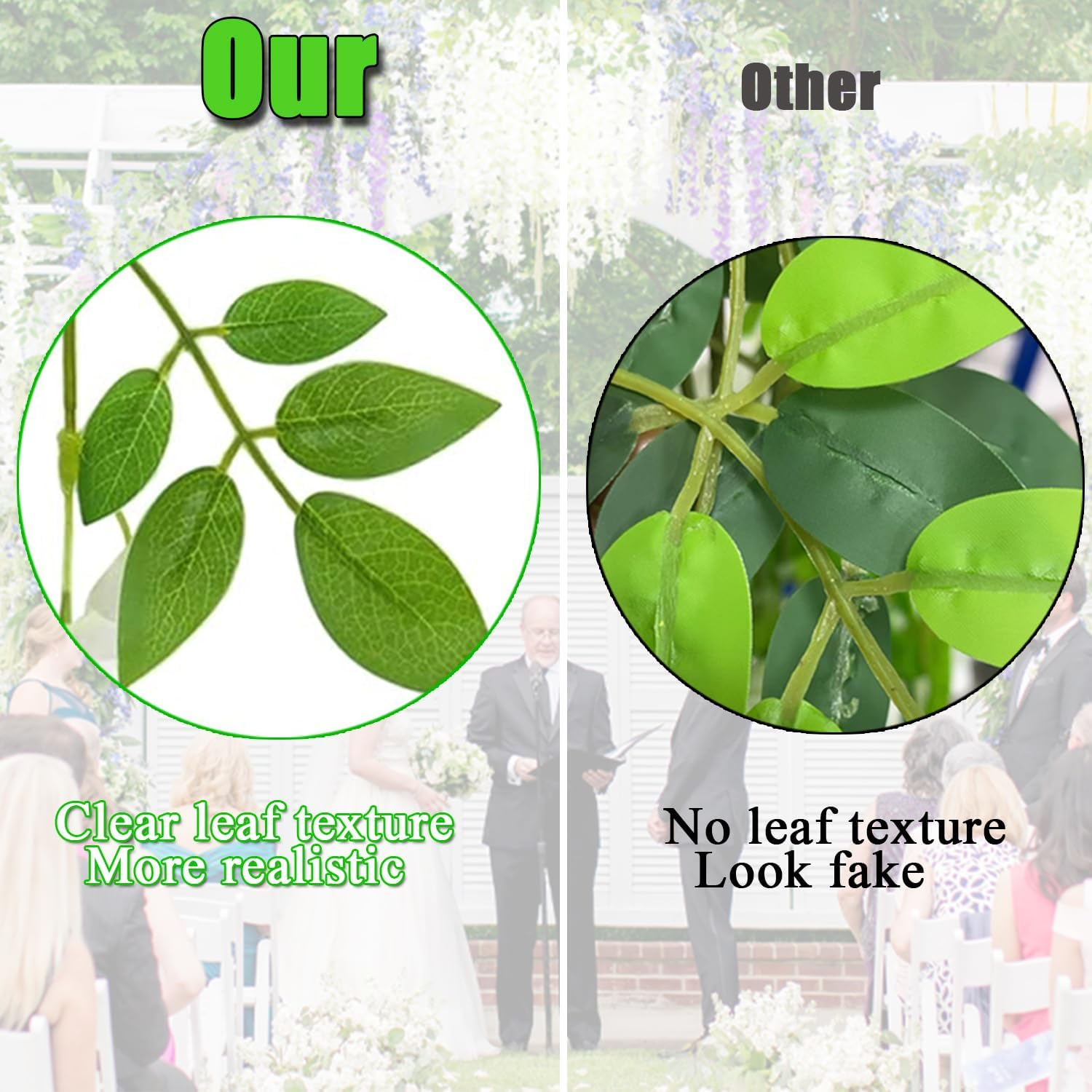 Fake Hanging Flowers - 12 Pieces 3.75 Feet/Piece Artificial Wisteria Vine Ratta Hanging Garland Silk Flowers for Home Party Wedding Decor (White) image number 1