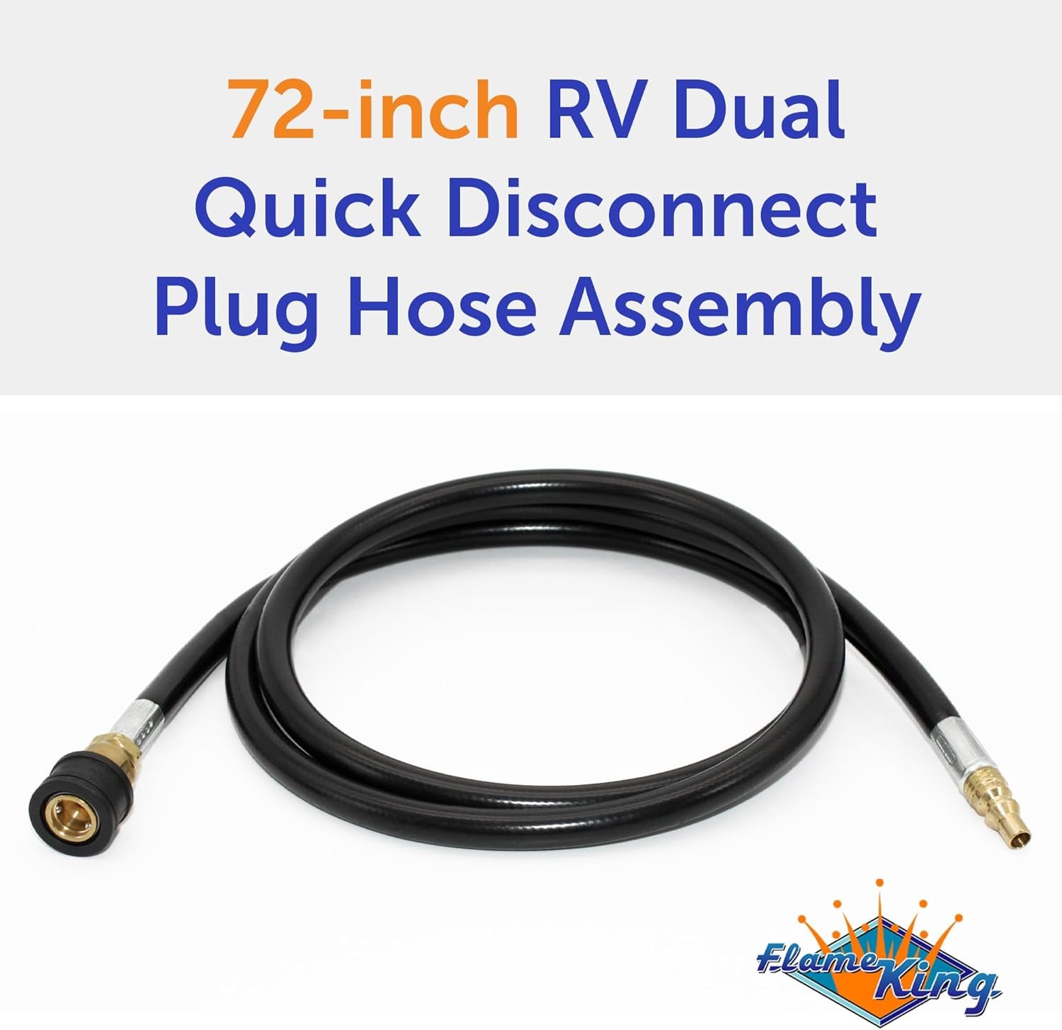 Flame King RV, Van, Trailer, Dual Quick Connect Hose, LP Gas Only, 72 Inch, 1/4 Inch ID - 100395-72 image number 4