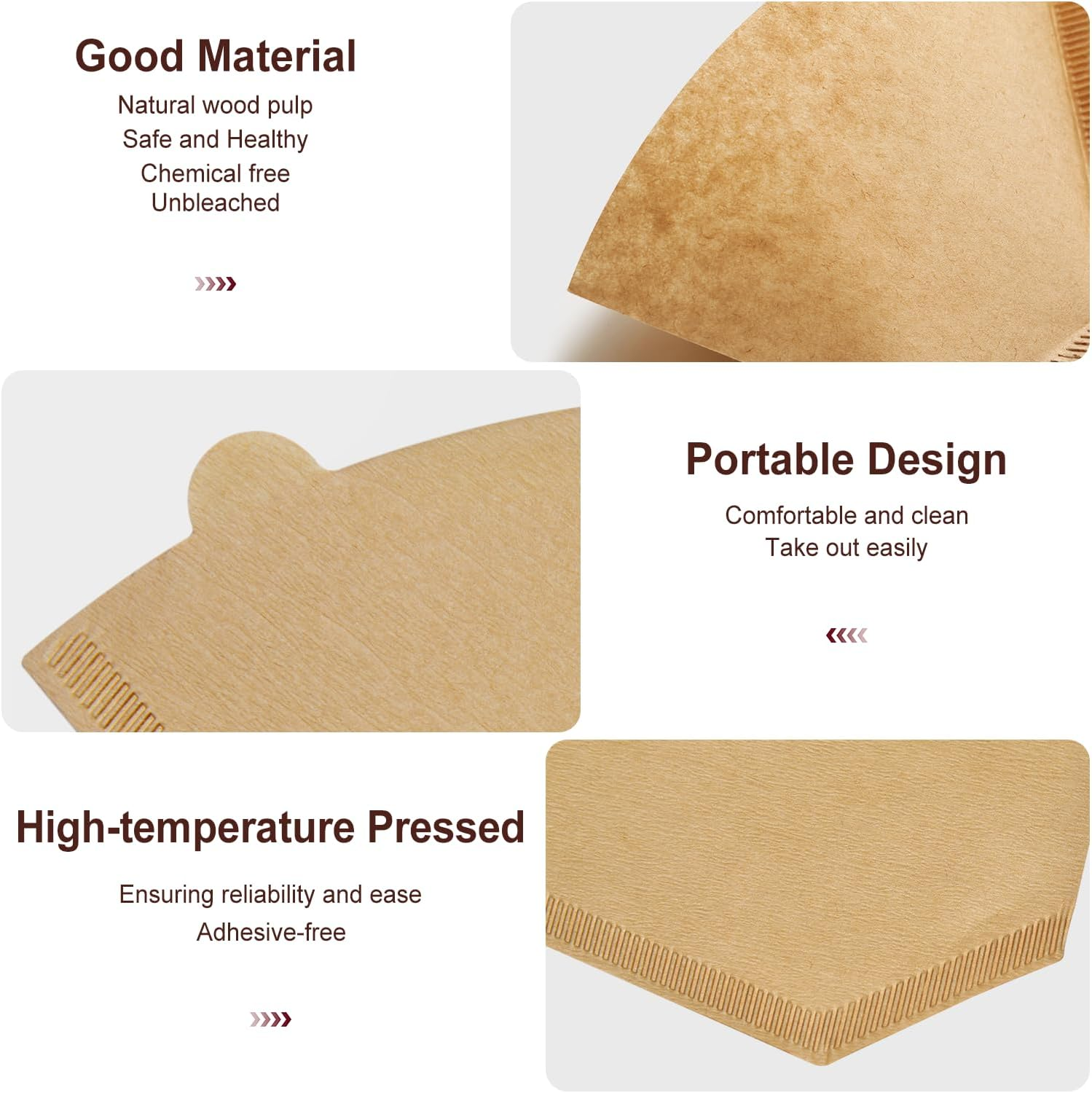 Muztinte #4 Cone Coffee Filters, 100 Count (Pack of 1)，4 Coffee Filters Paper Fits for Pour over and Drip Coffee Maker, 8-12 Cup，Natural Unbleached，Chlorine Free image number 1