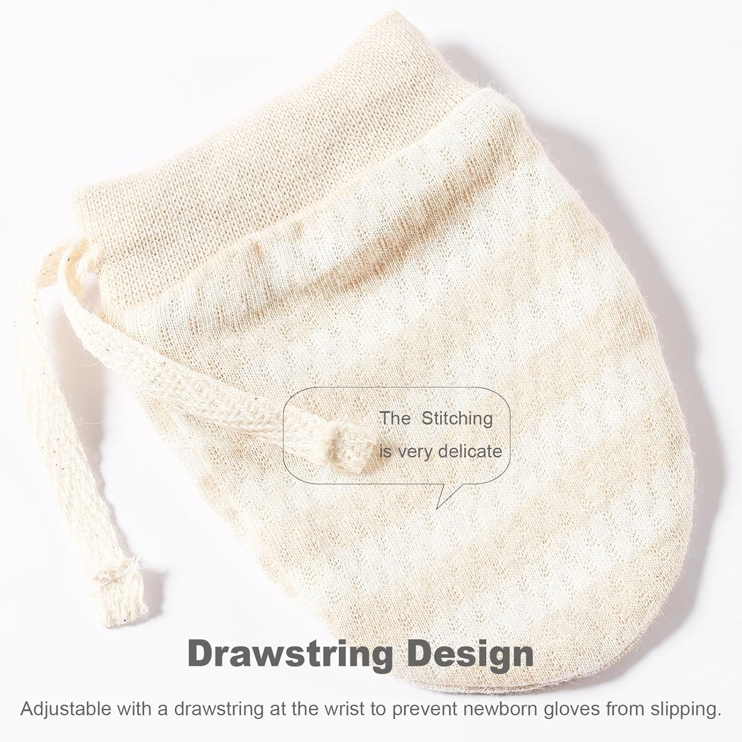 MOMSMENU Newborn Mittens No Scratch 100% Organic Cotton Mitts Baby Boy Girl Neutral 0-12 Months 3 Packs - Colorful Beige image number 5
