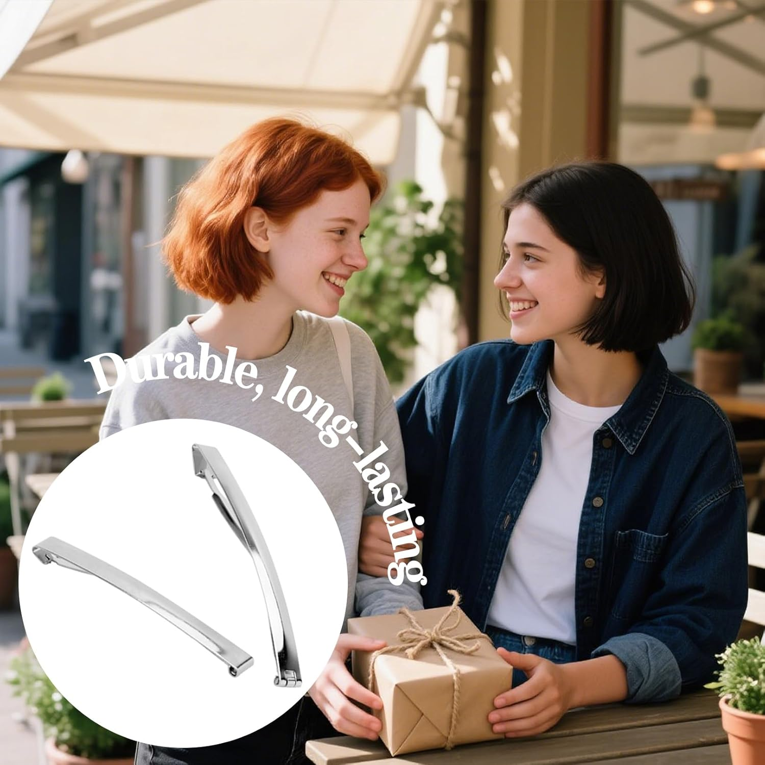 Pack of 10 Silver Hair Clips for Women, Flat French Hair Clips for Women, French Hair Clips, Small, Metallic Hair Clip, Special with Fine Hair, Elegant DIY Hairstyle Accessories image number 2