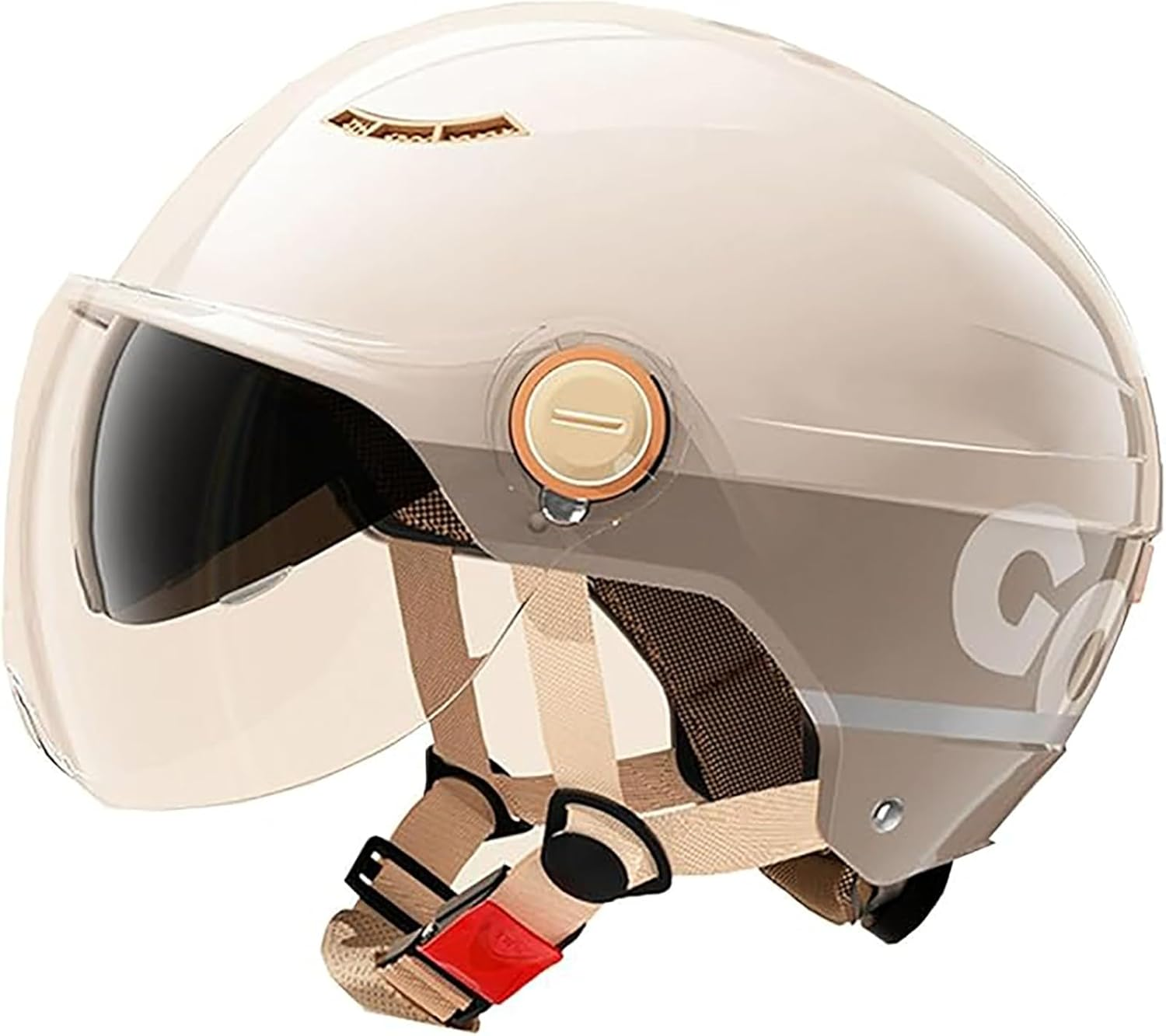 Motorcycle Half Hel-Met with Visor for Adults ,ECE/DOT Approved Lightweight Adjustable City Scooter Bicycle Hel-Met for Men Women