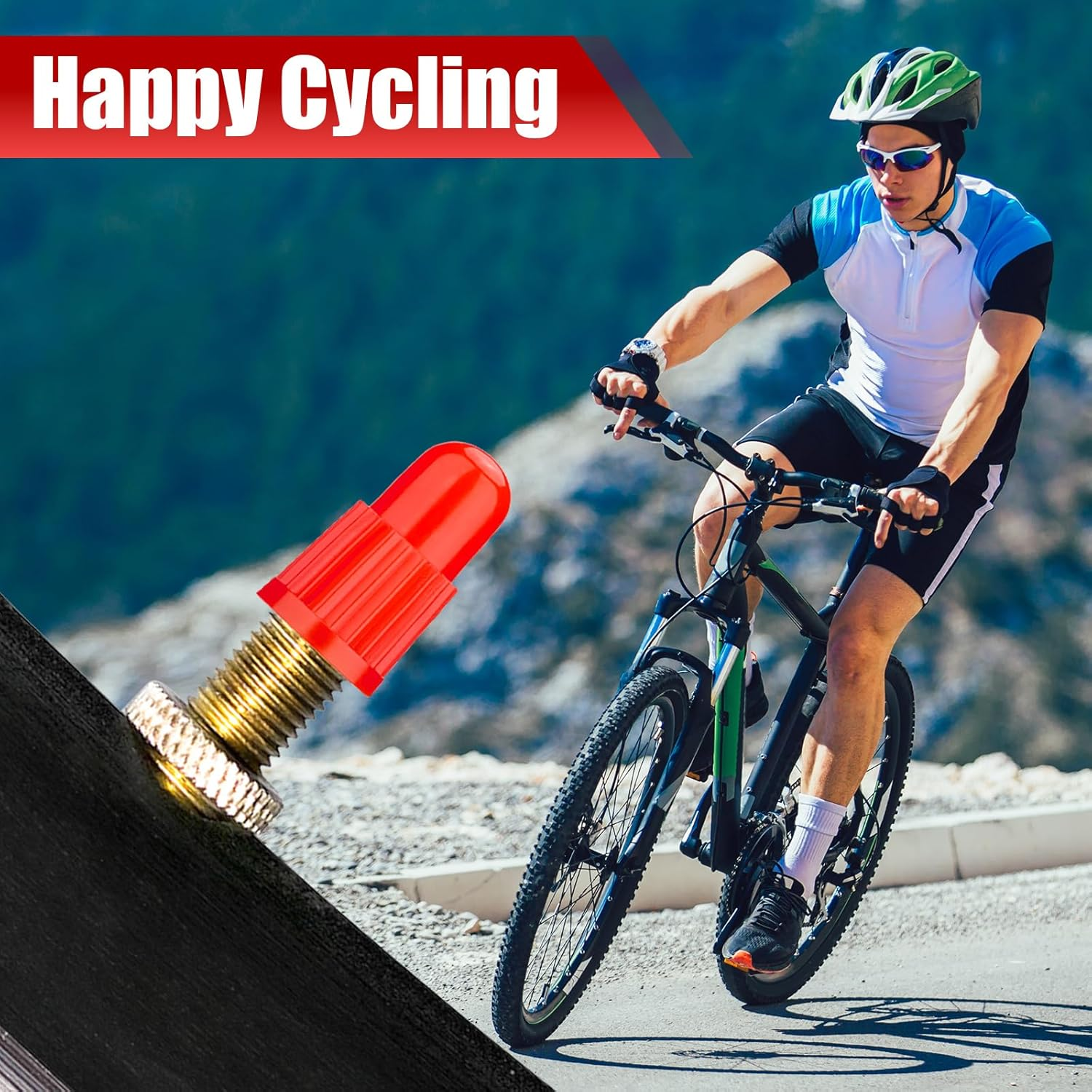 Red Plastic Bike Tire Valve Caps (20 Pack) - Compatible with MTB, Road Bike, Bicycle - Presta/French Valves - Transparent image number 6