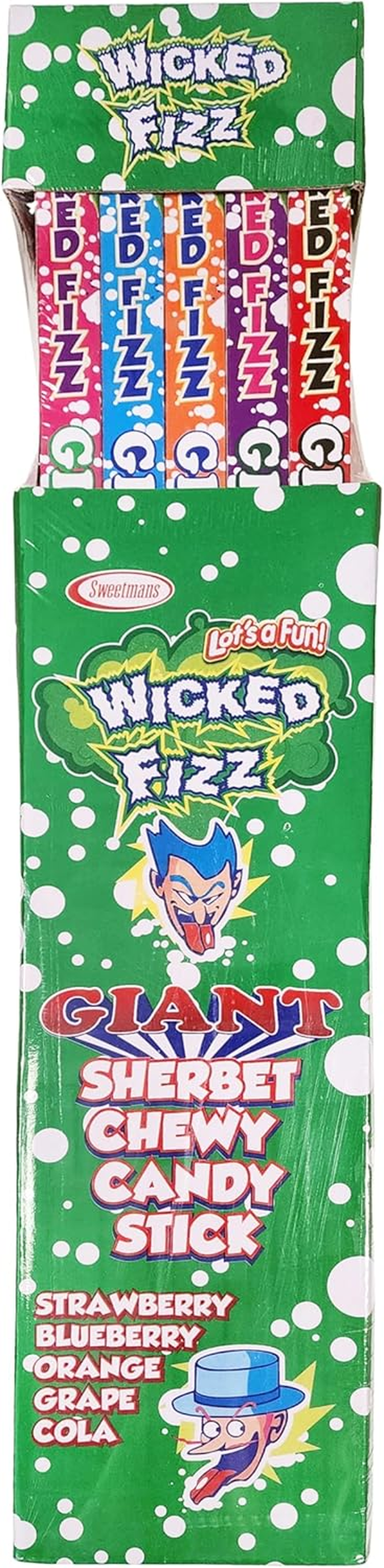 Giant Wicked Fizz Sticks 70G X 25 Halloween Trick-Or-Treat Lollies Party Share image number 1