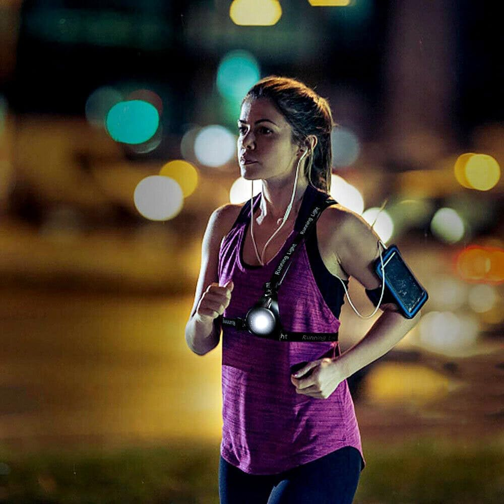 Night Running Lights, USB Rechargeable Chest Light with 3Models,Waterproof Ultra Bright Safety Warning Lamp with Reflective Straps for Runners Joggers Camping Hiking image number 1