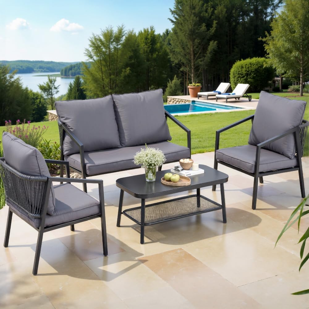 Gardeon 4 Seater Outdoor Sofa Set 4PCS Table Chair Setting Garden Furniture image number 2