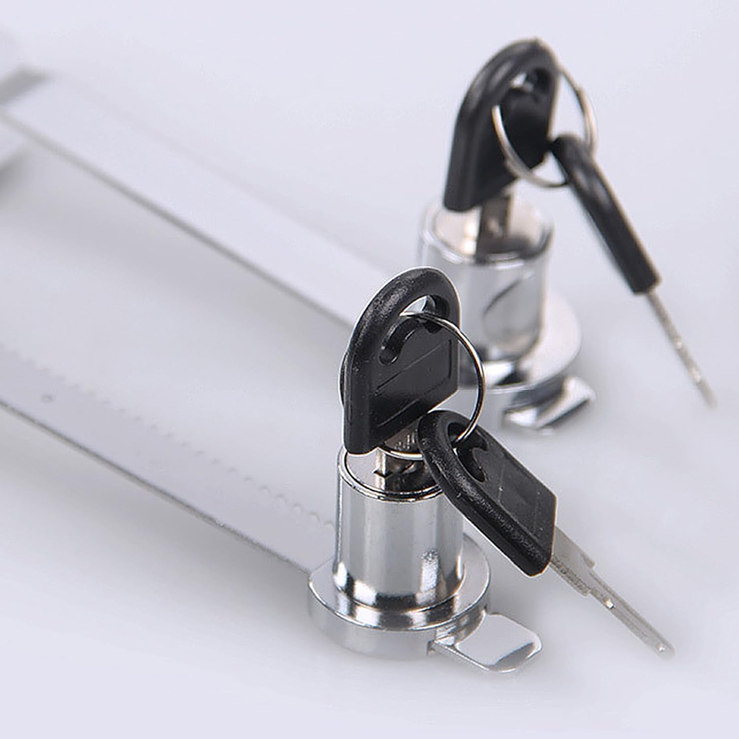 5 Pcs Showcase Locks, Zinc Alloy Security Case Locks No Drill Sliding Glass Door Ratchet Lock Drawer Display Case Locks with Different Keys for 2-6Mm Thick Door image number 4